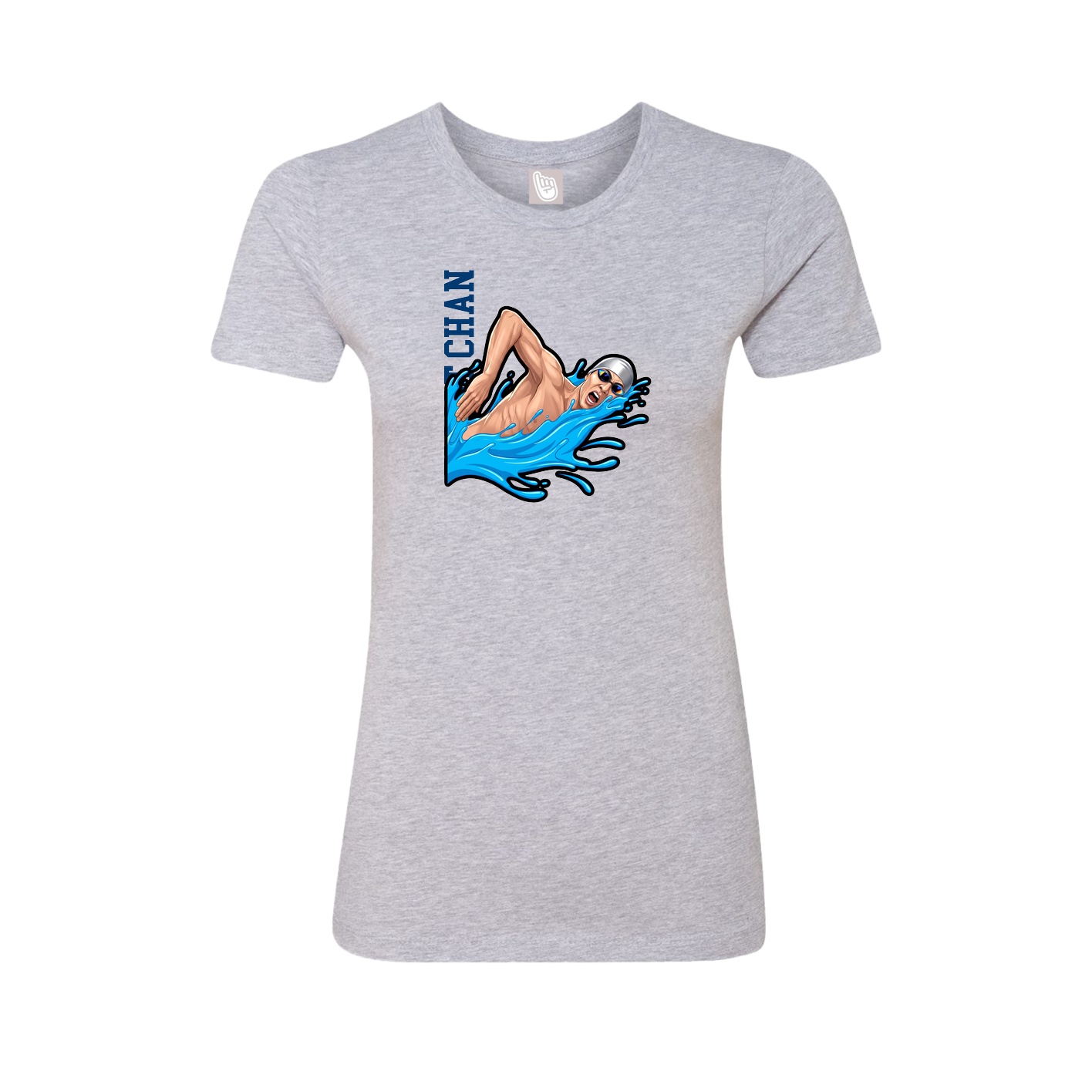 Womens Tee — Name Vertical in Grey
