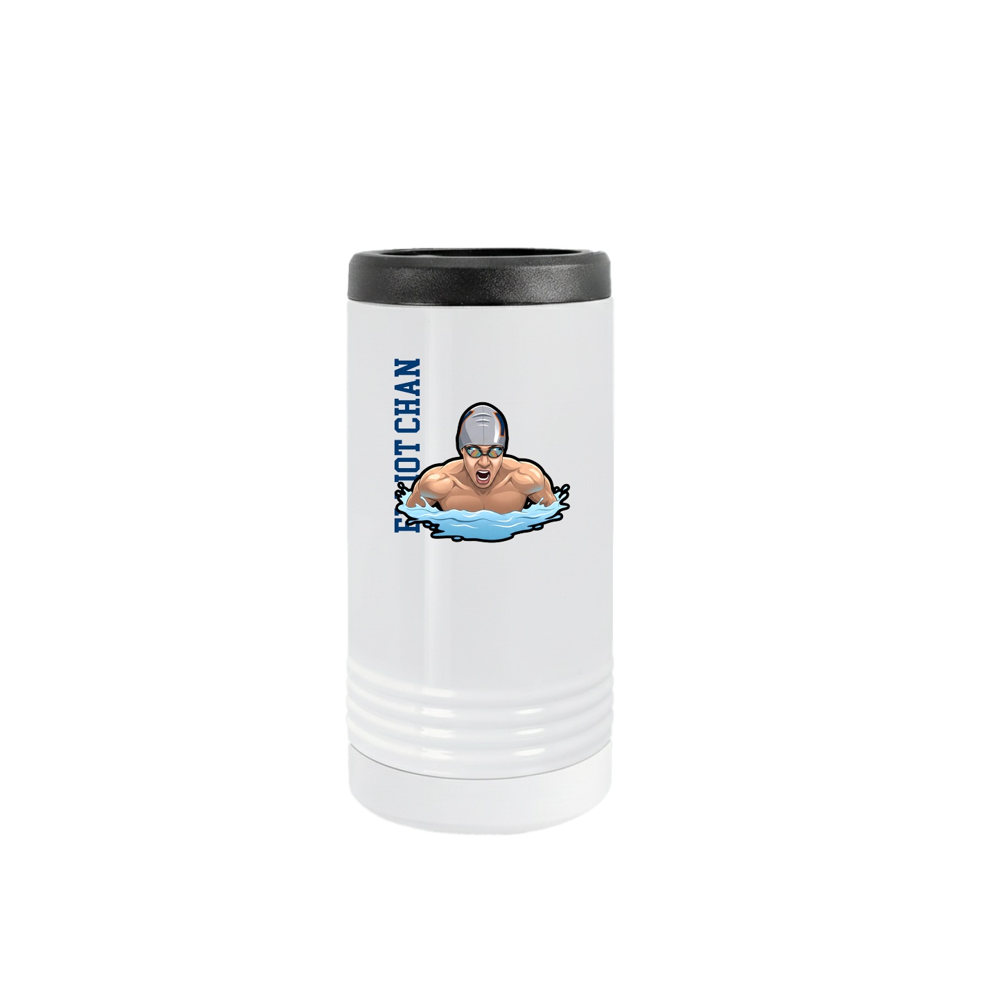 Slim Beverage Holder — Name Vertical in White