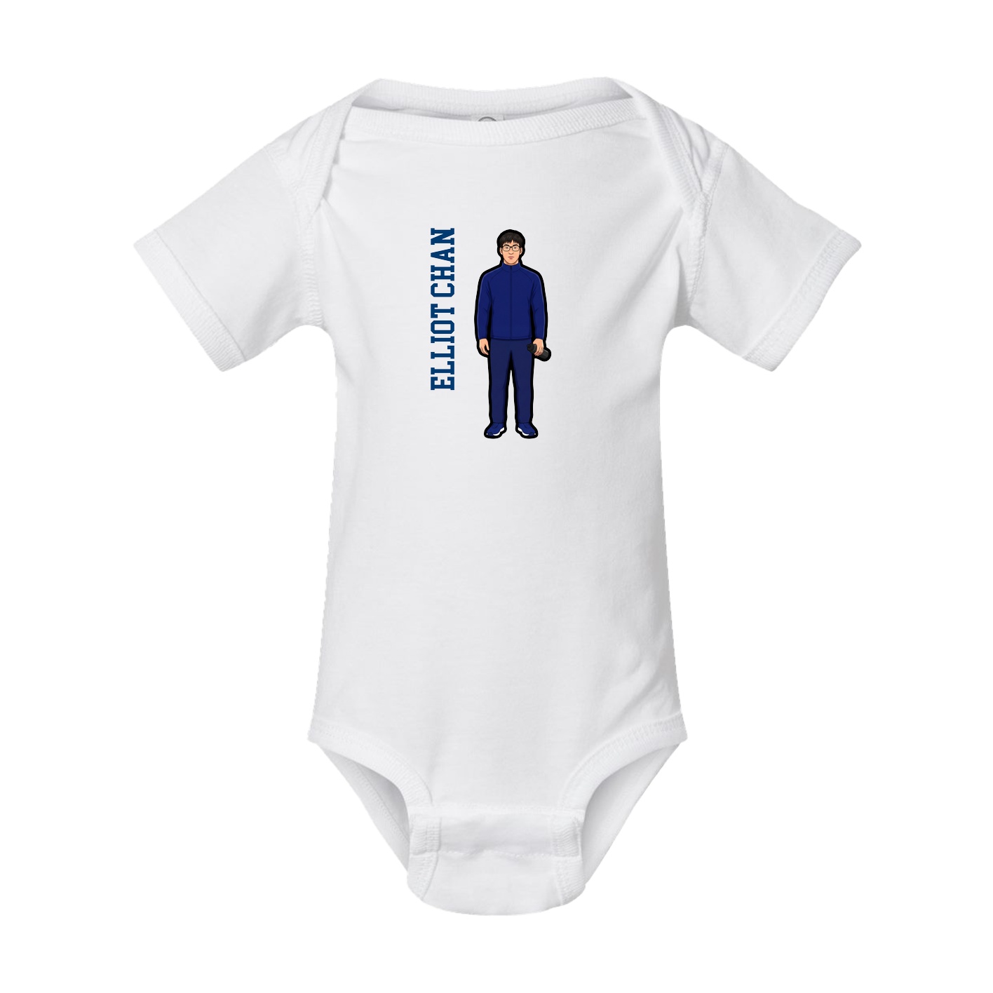 Baby Onesie — Name Vertical in White