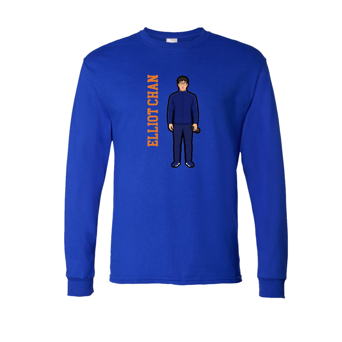 Long Sleeve Tee — Name Vertical in Royal