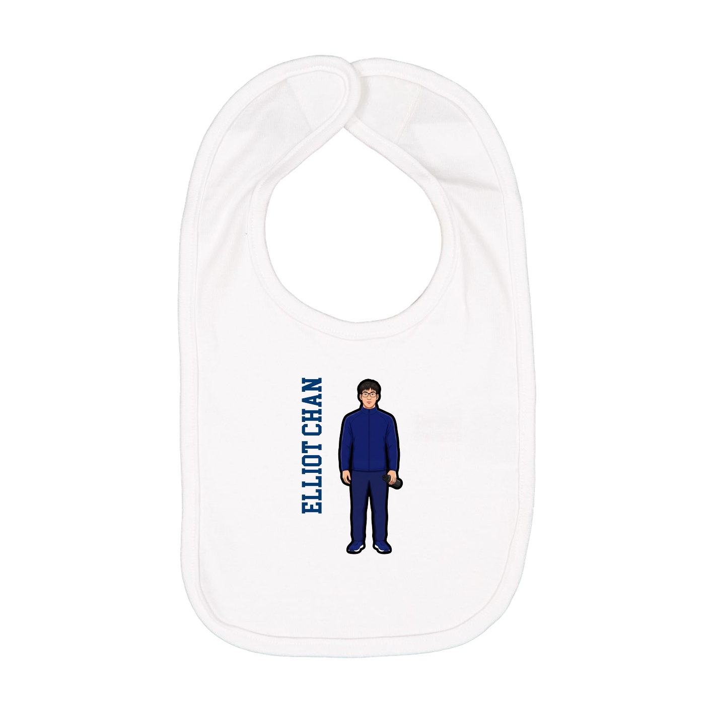 Infant Bib — Name Vertical in White