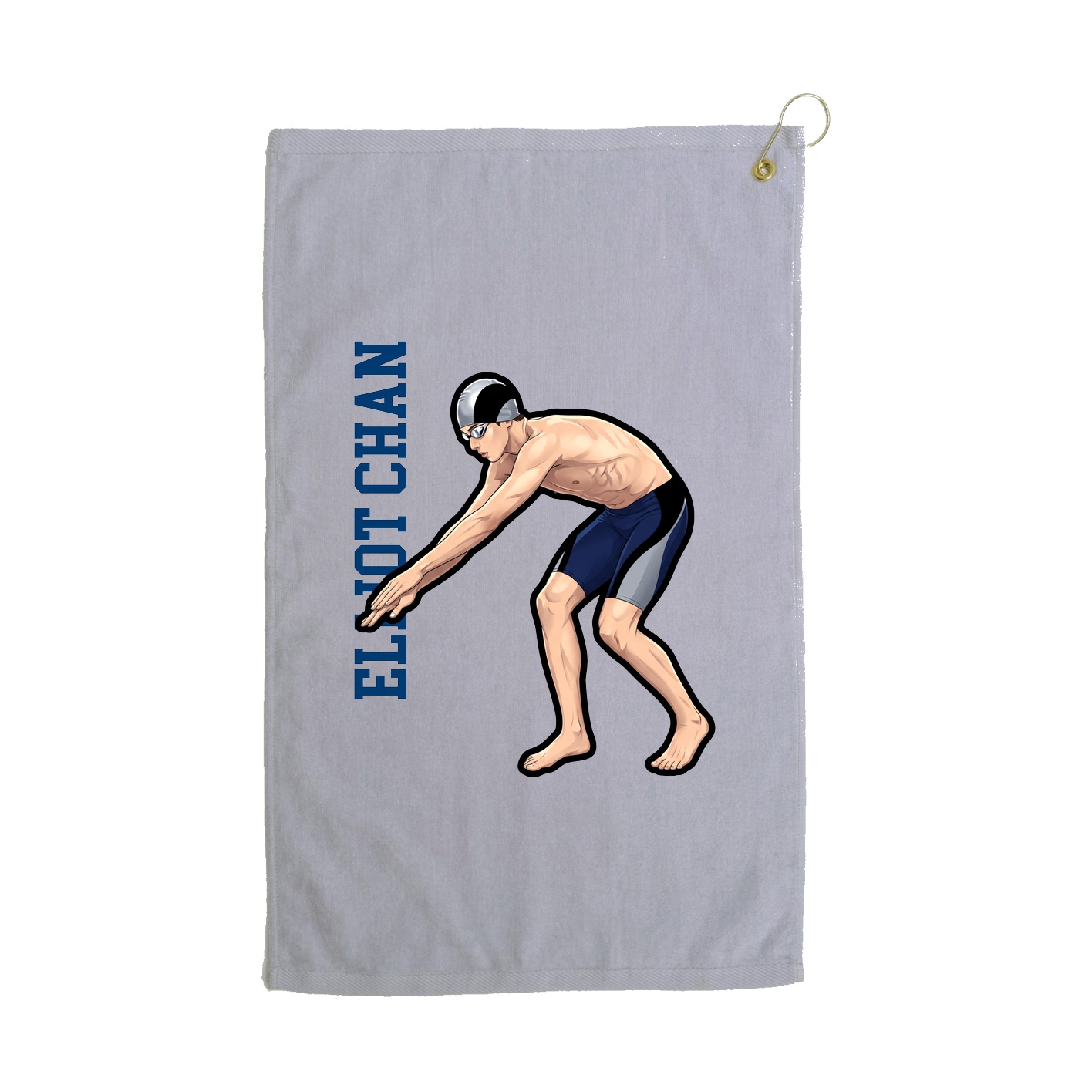 Golf Towel — Name Vertical in Grey