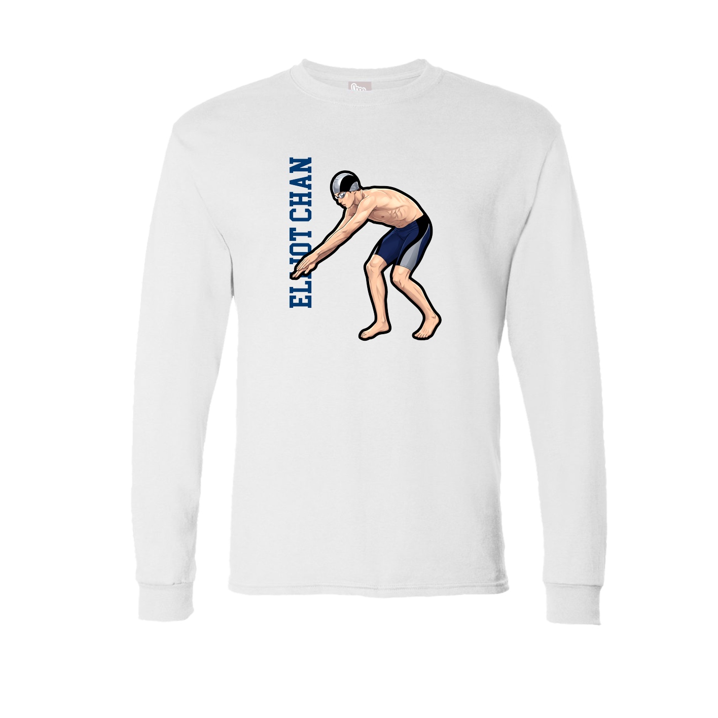 Long Sleeve Tee — Name Vertical in White