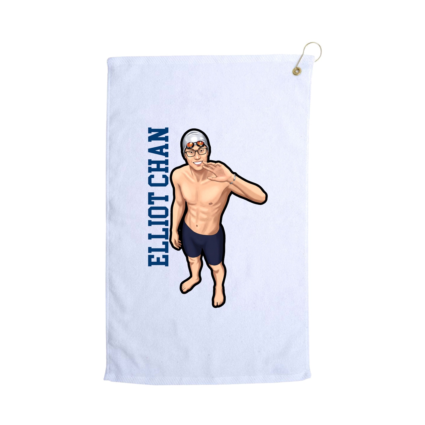 Golf Towel — Name Vertical in White