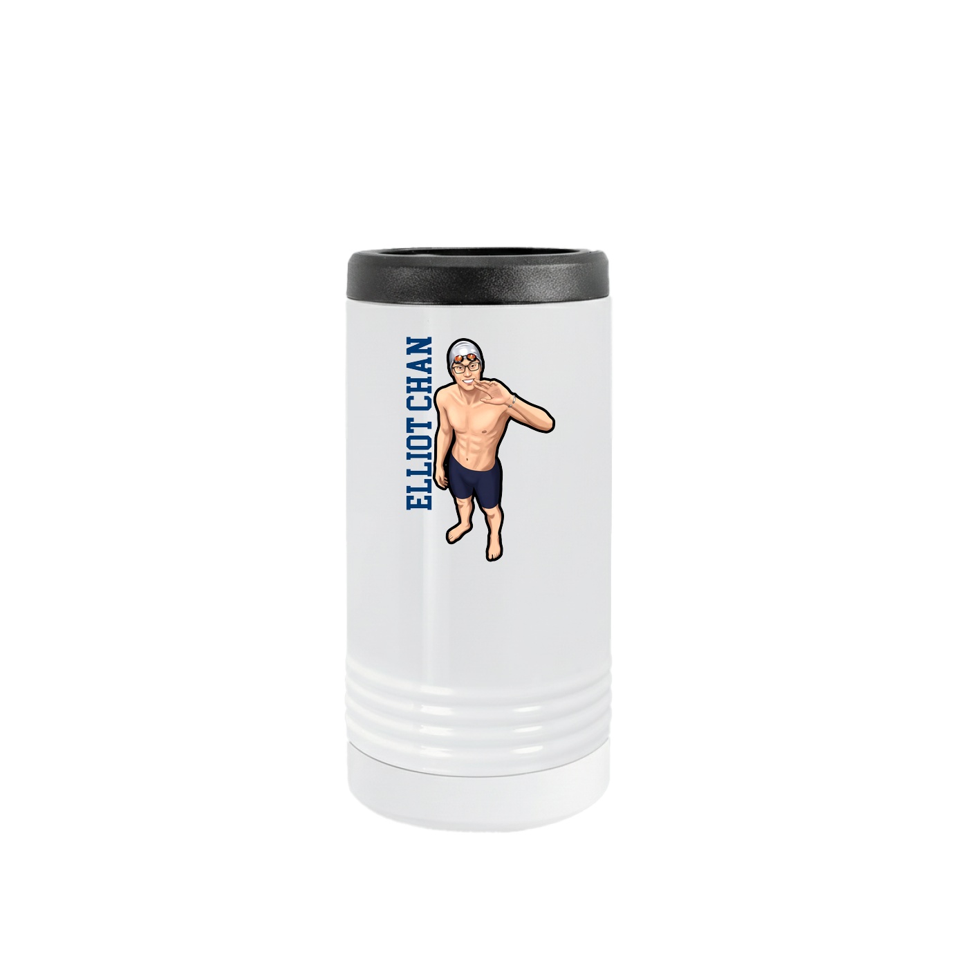 Slim Beverage Holder — Name Vertical in White