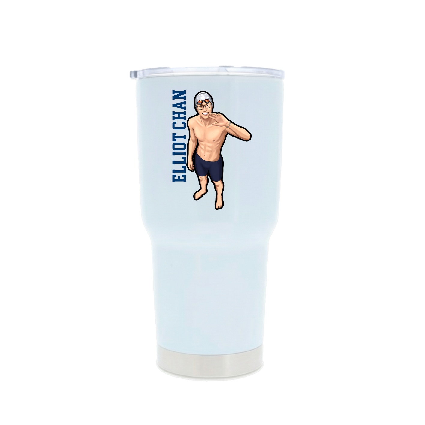 30oz Stainless Steel Tumbler — Name Vertical in White