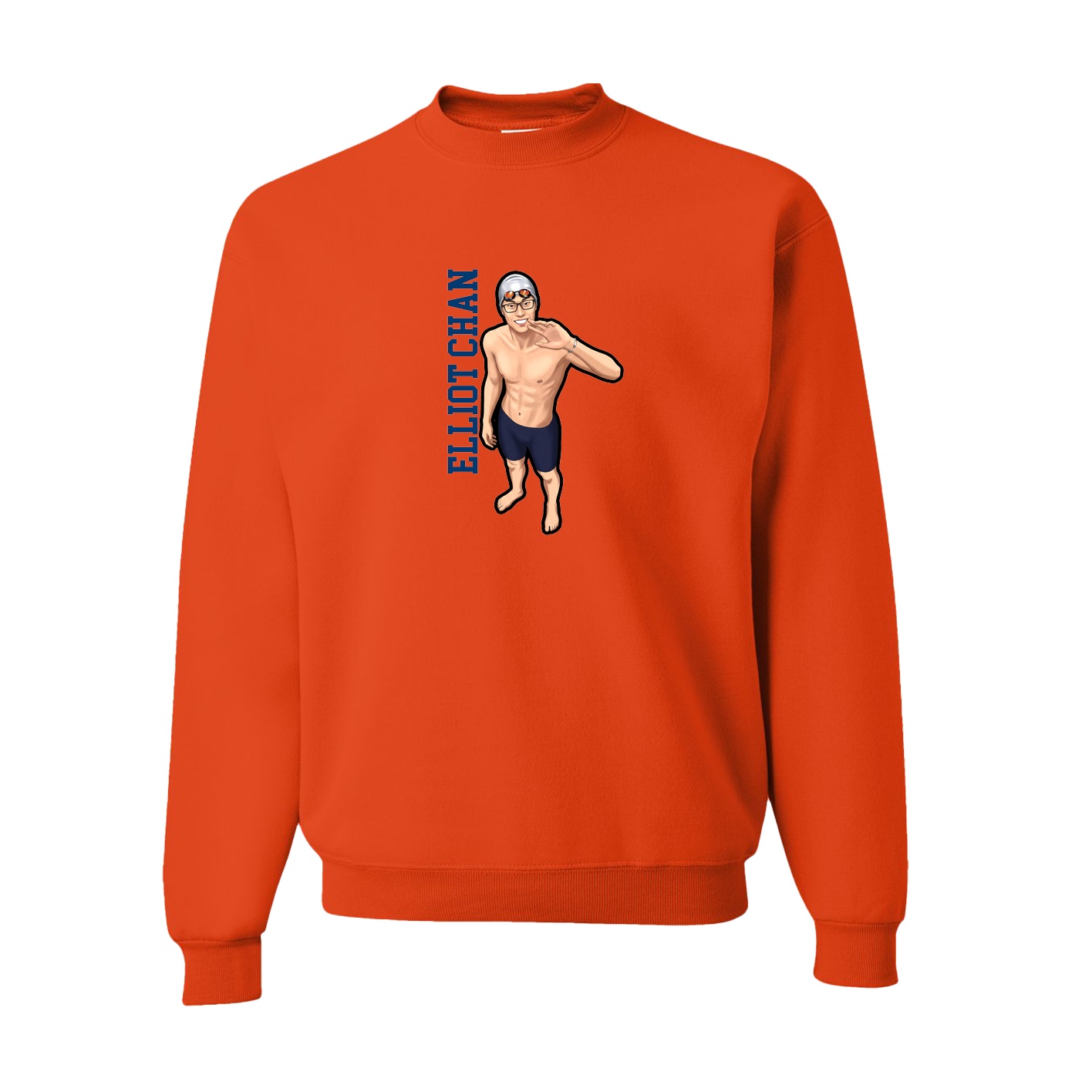 Fleece Crew — Name Vertical in Orange