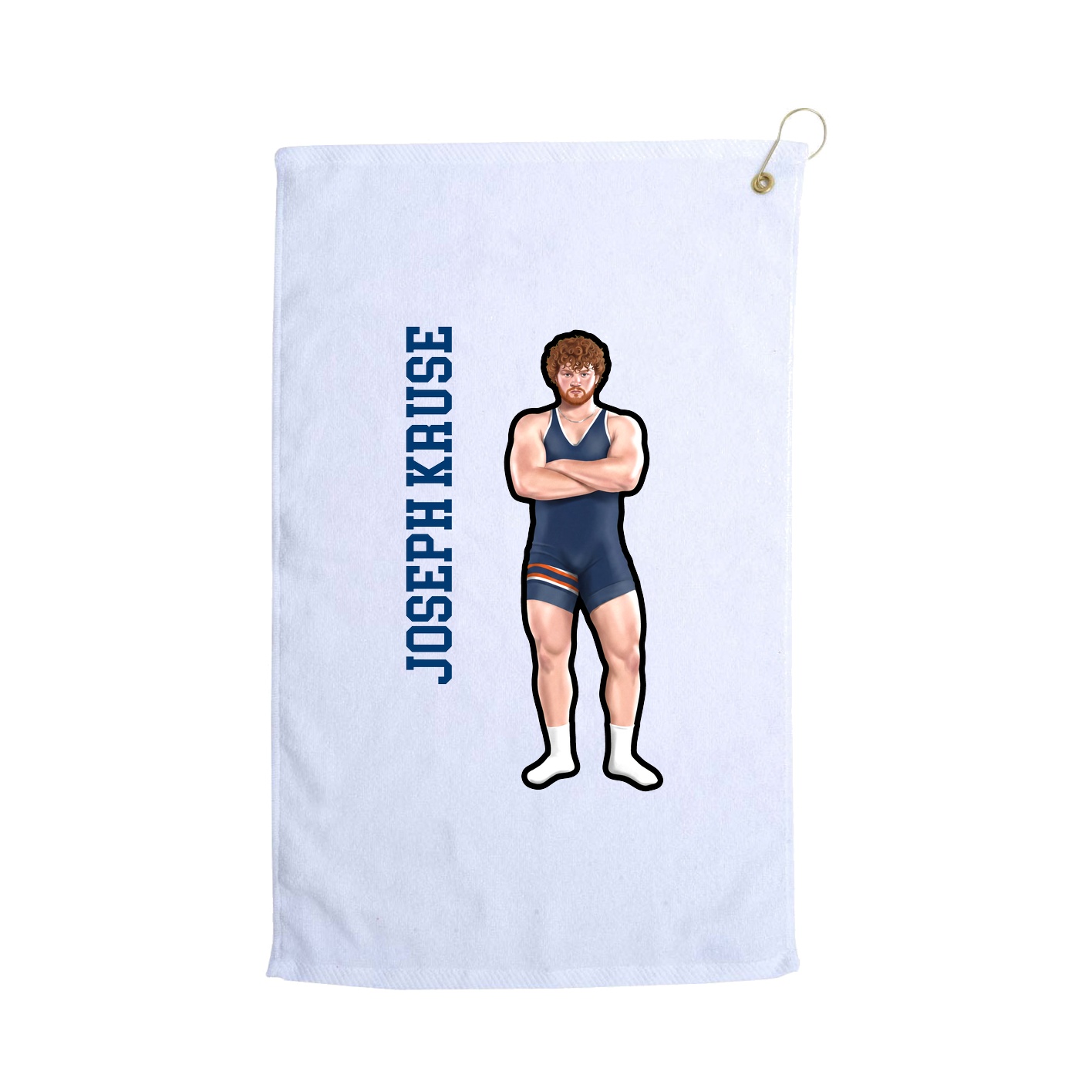 Golf Towel — Name Vertical in White