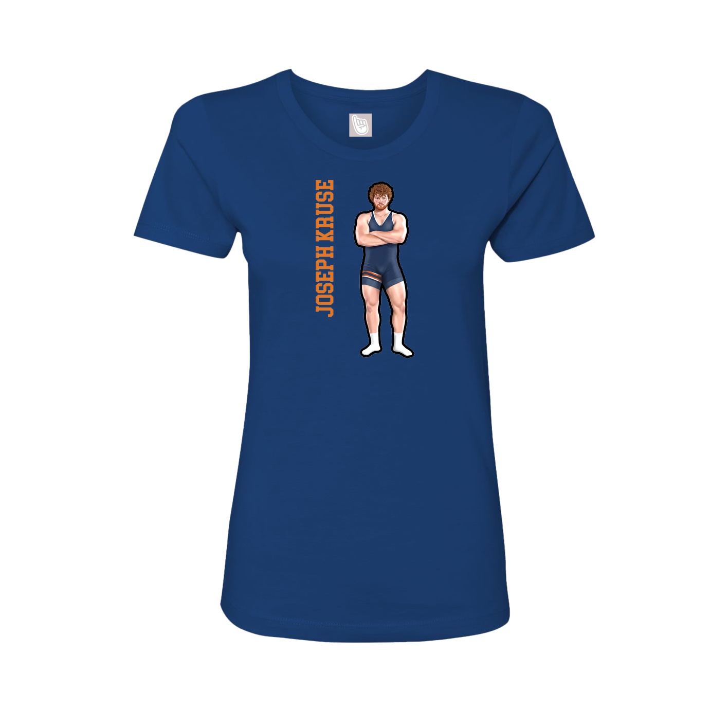 Fitted Women's Tee — Name Vertical in Royal