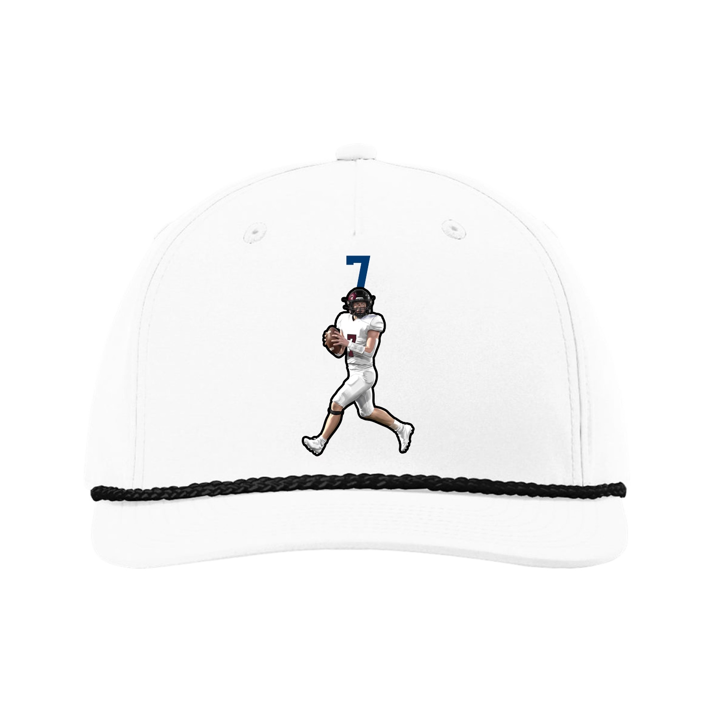 Five-Panel Classic Rope Cap — Number Top in White