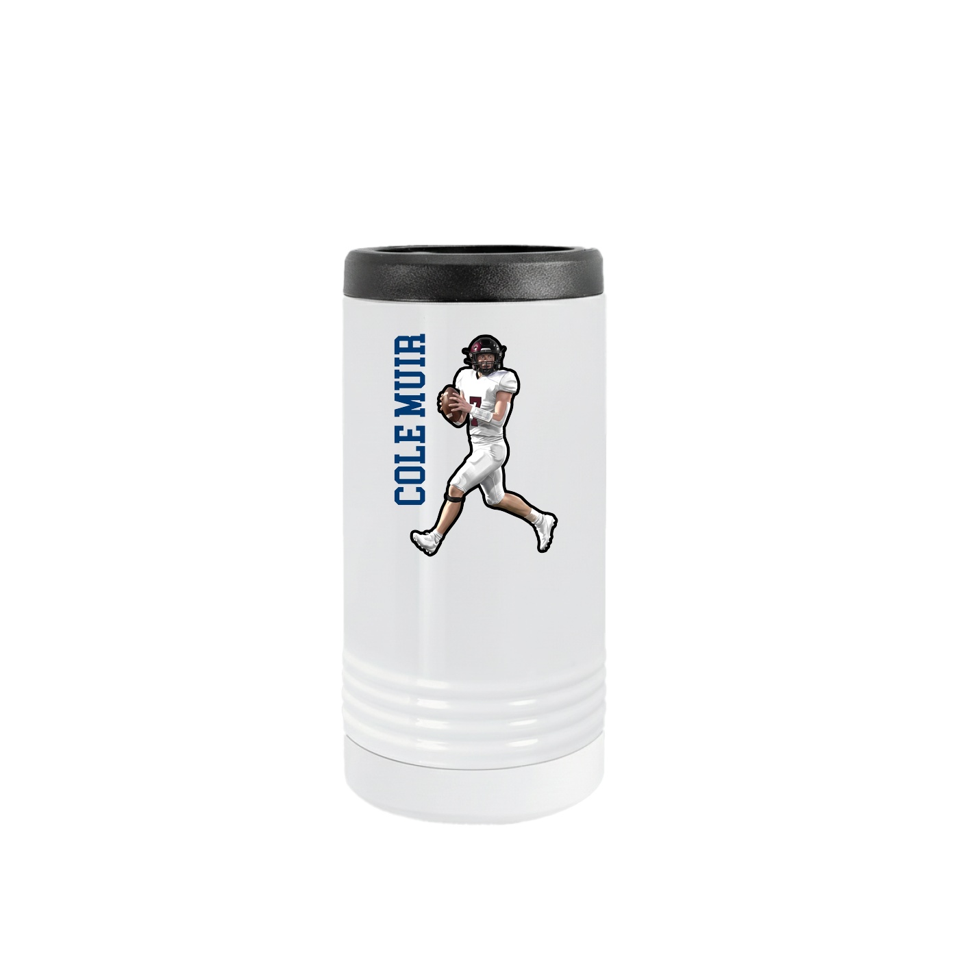 Slim Beverage Holder — Name Vertical in White