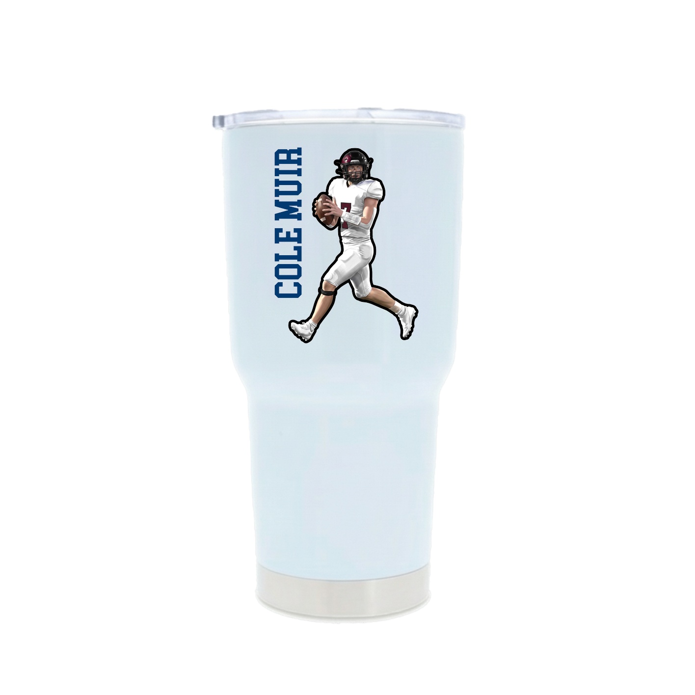 30oz Stainless Steel Tumbler — Name Vertical in White