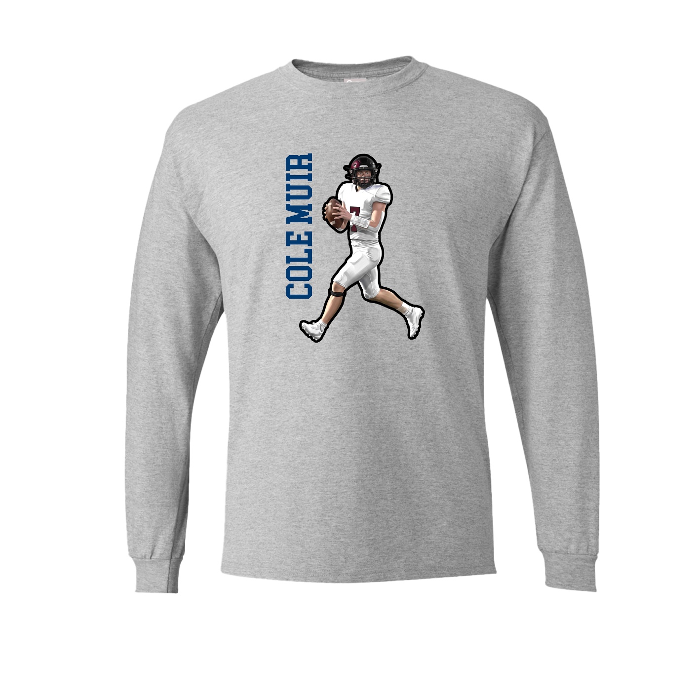 Long Sleeve Tee — Name Vertical in Grey