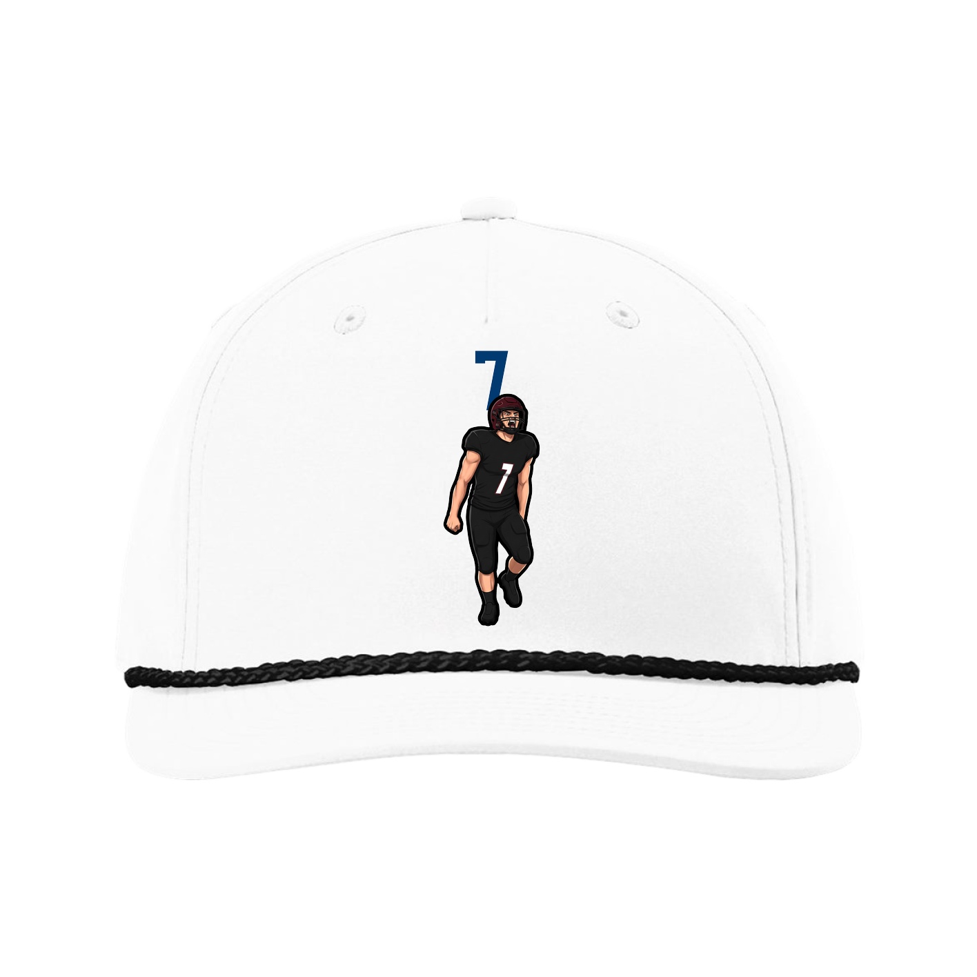 Five-Panel Classic Rope Cap — Number Top in White