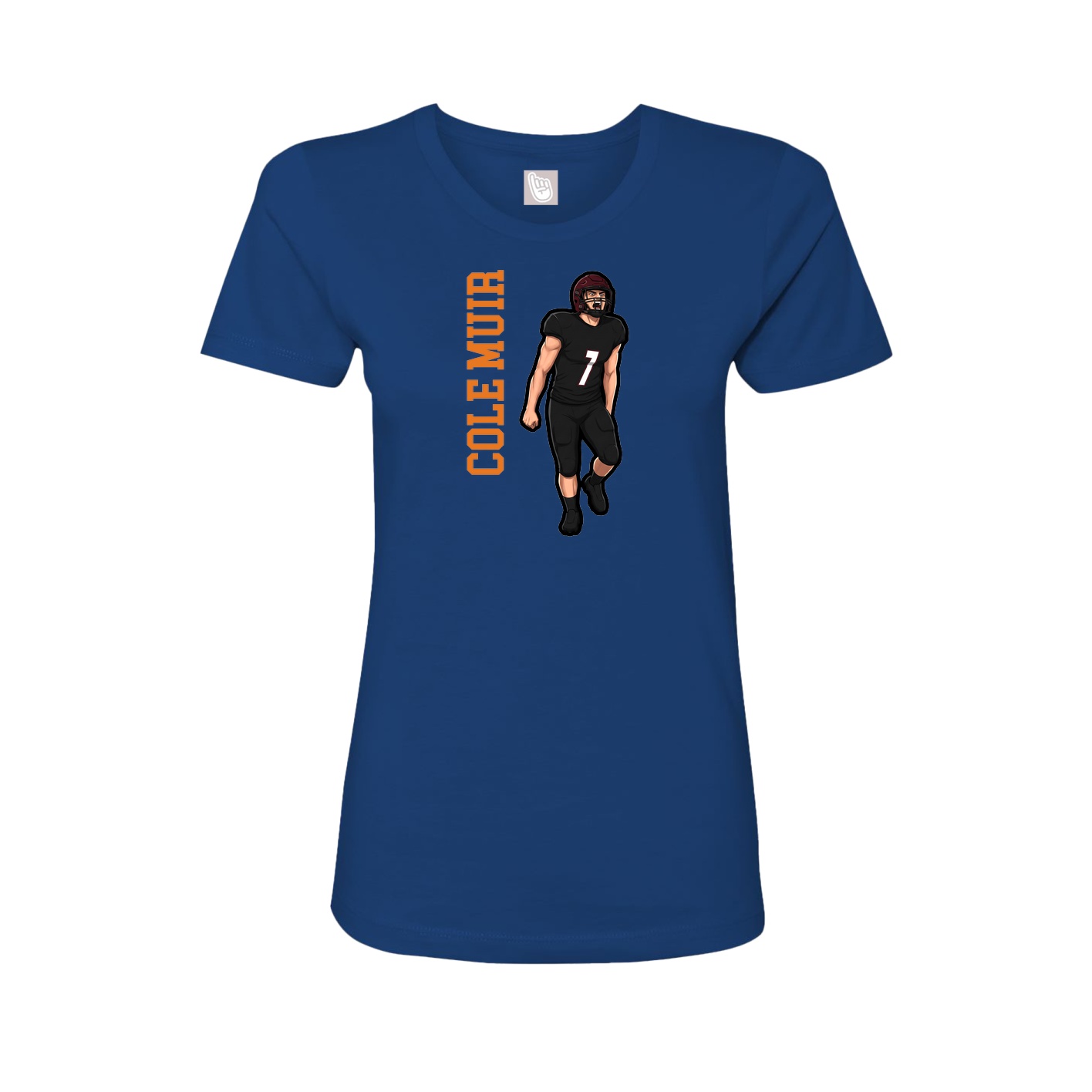 Fitted Women's Tee — Name Vertical in Royal