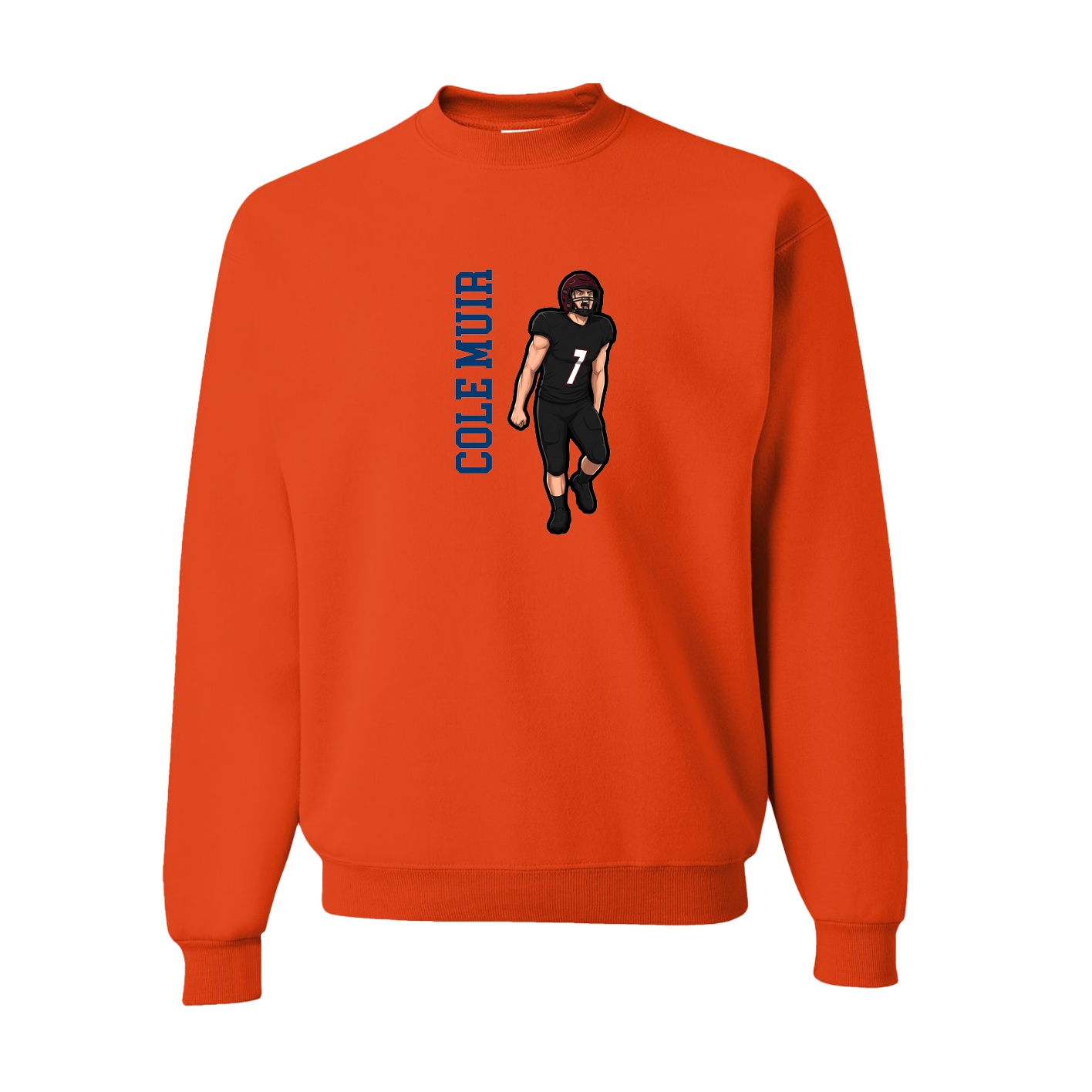 Fleece Crew — Name Vertical in Orange