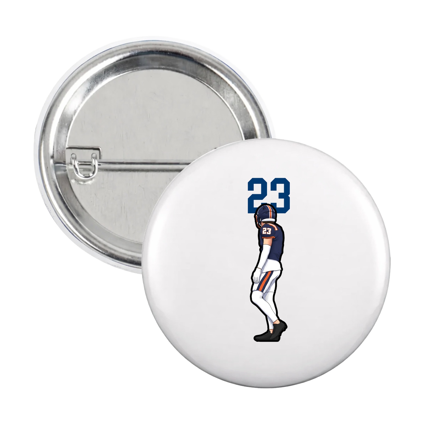 Game Day Button — Number Top in White