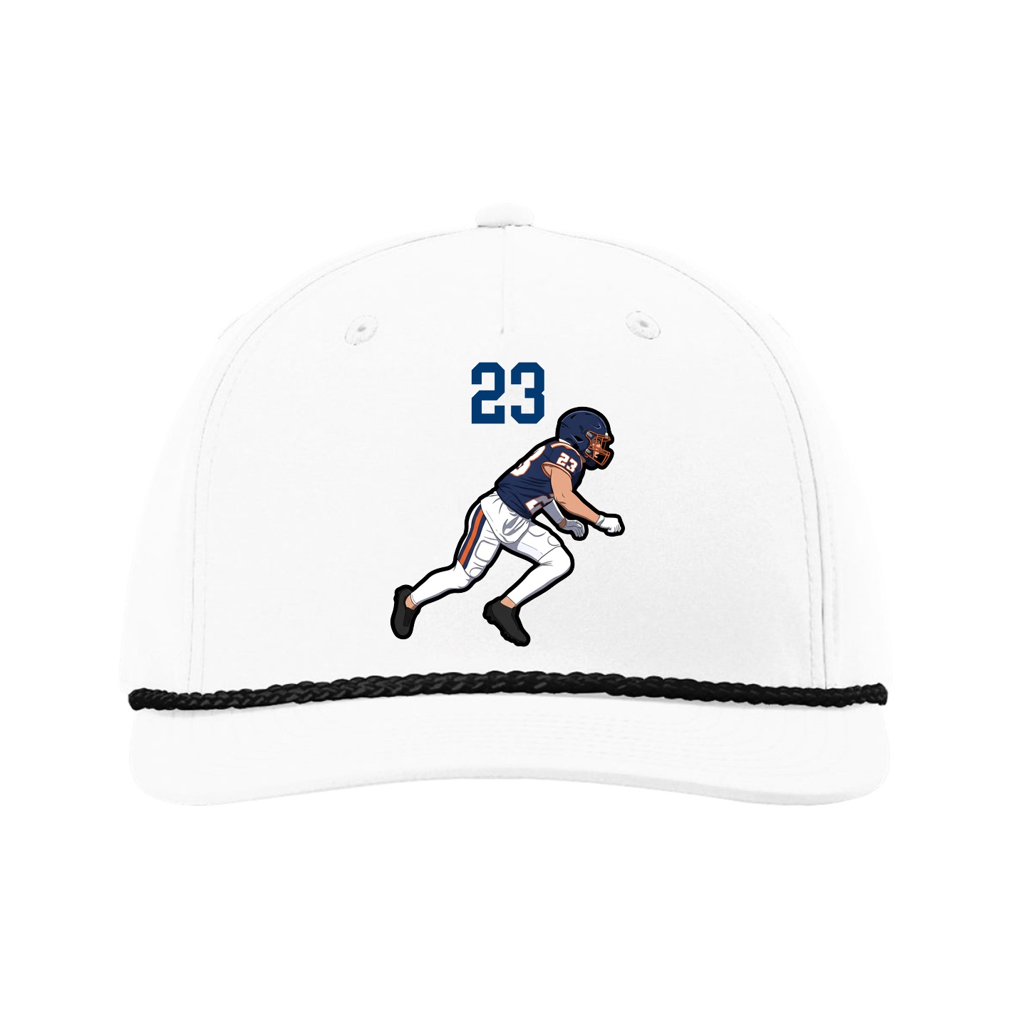 Five-Panel Classic Rope Cap — Number Top in White