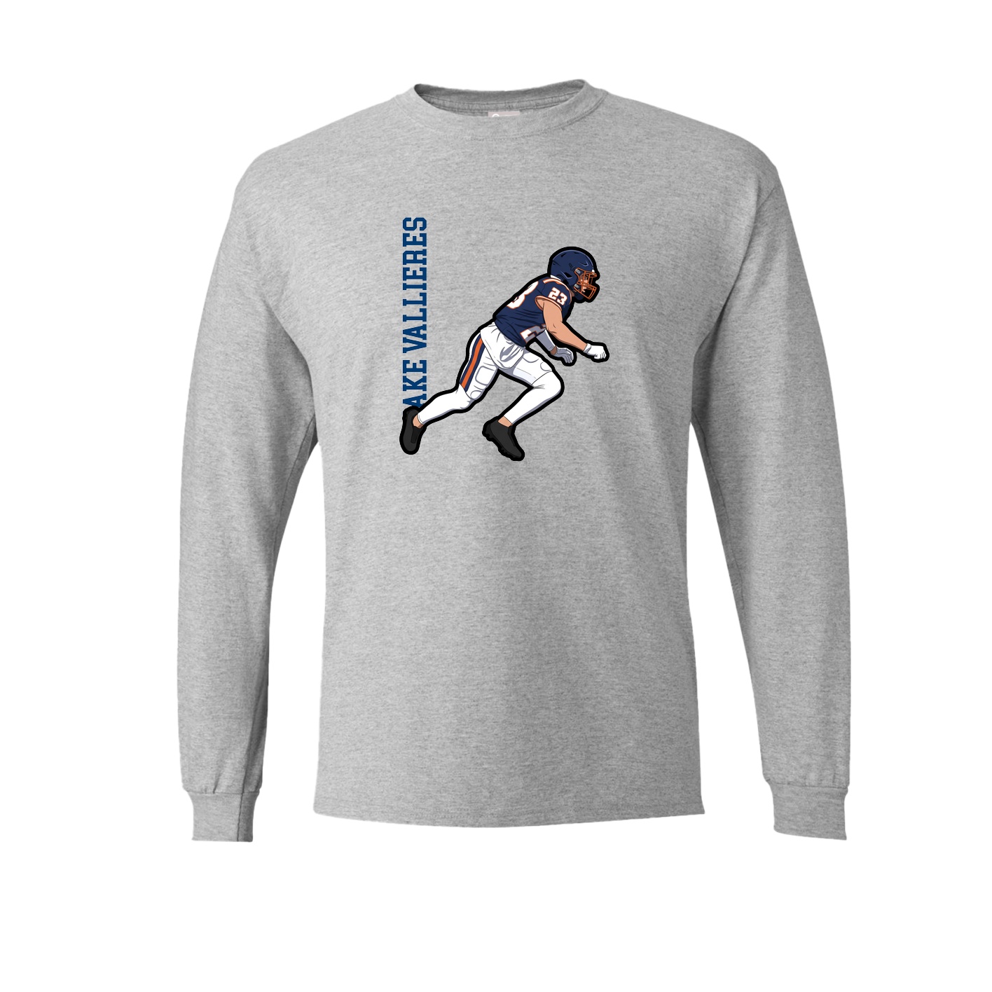 Long Sleeve Tee — Name Vertical in Grey