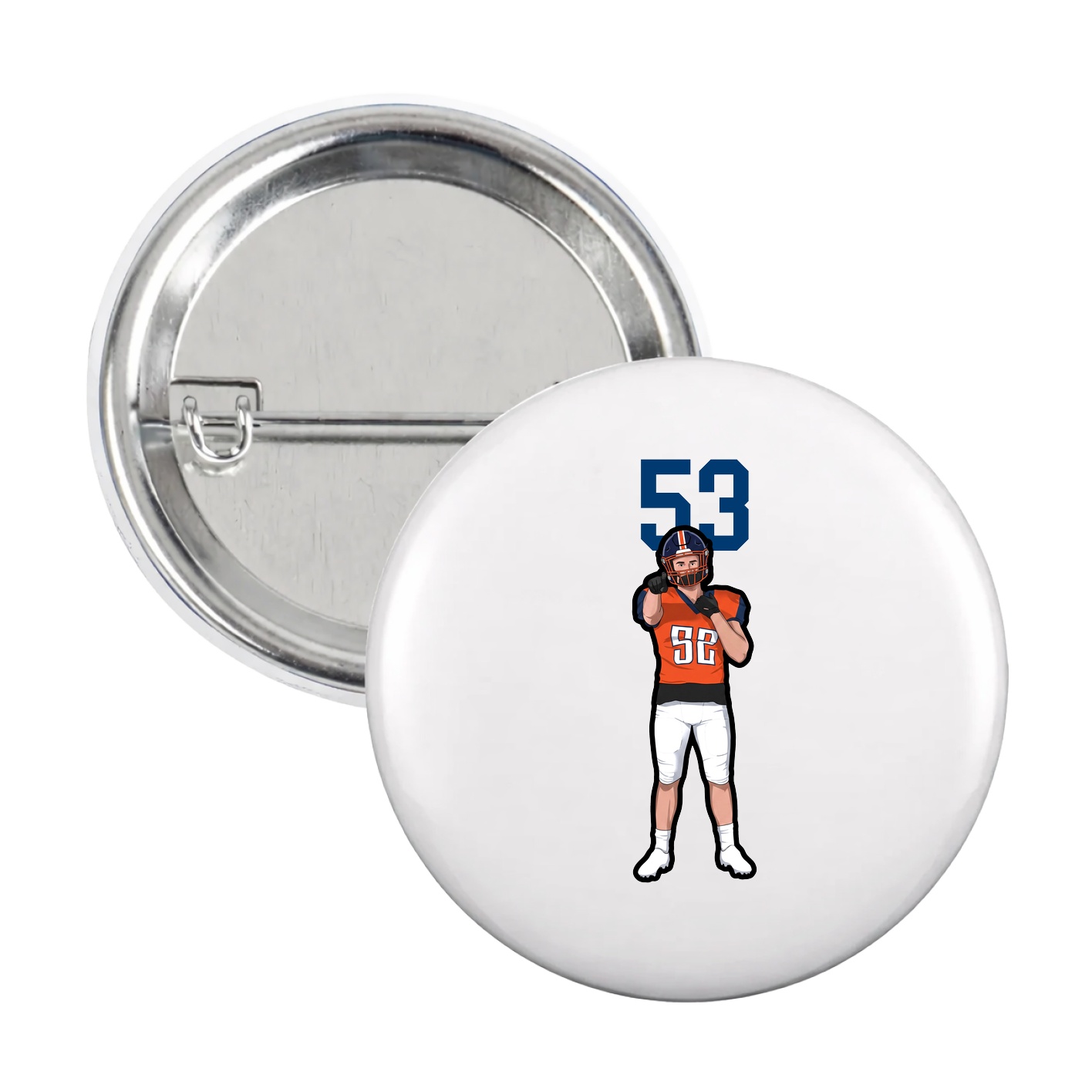 Game Day Button — Number Top in White