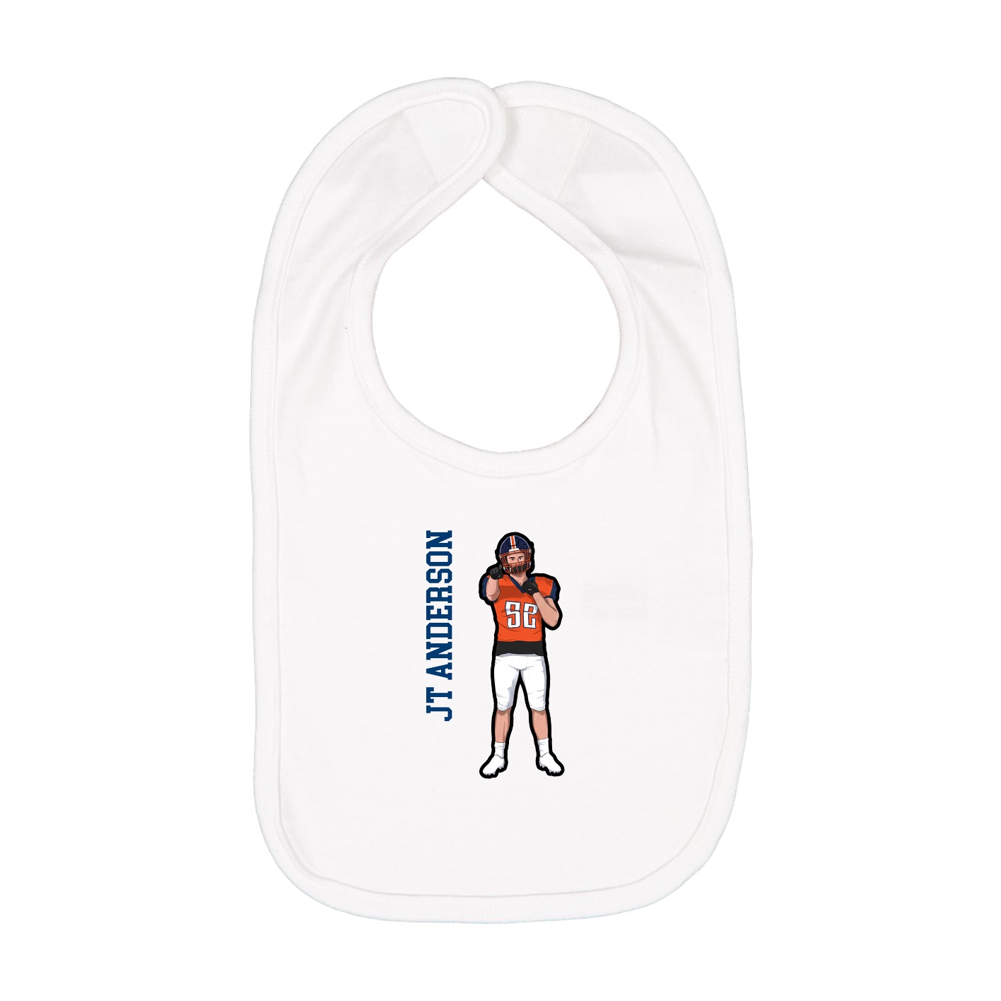 Infant Bib — Name Vertical in White