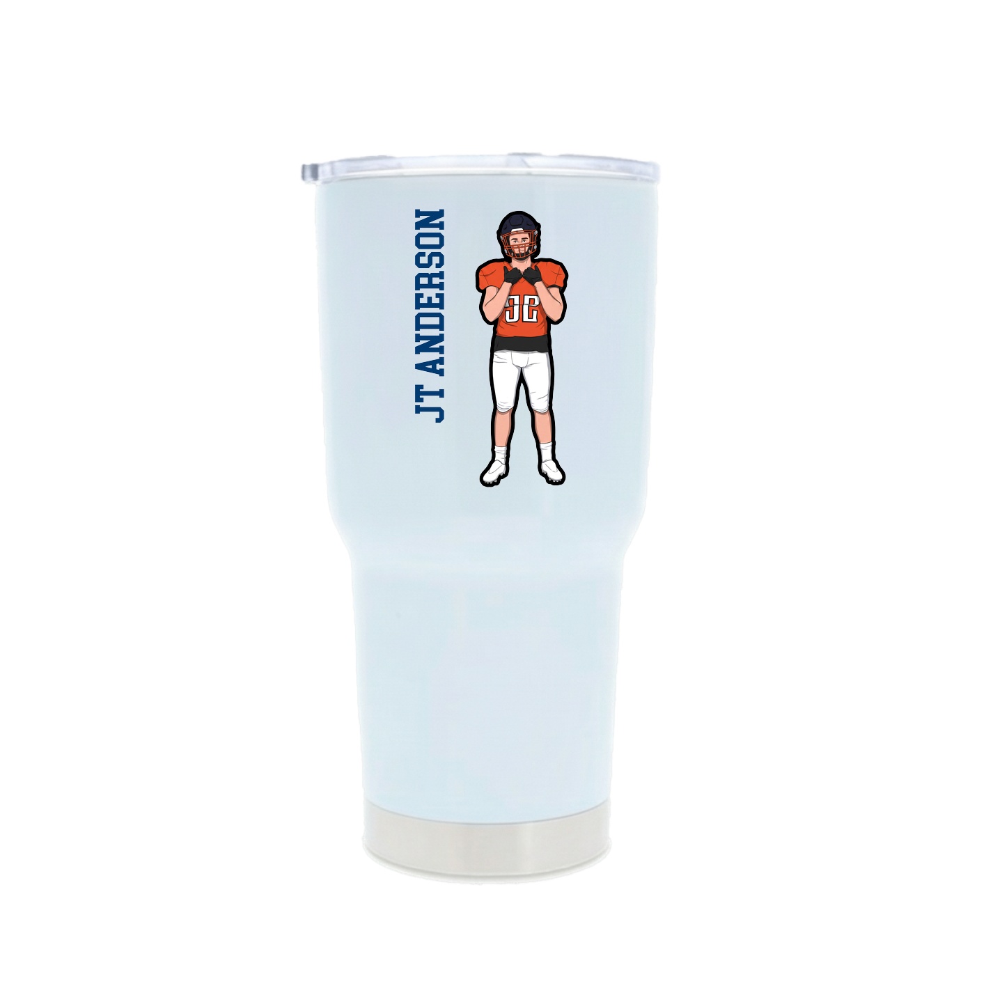 30oz Stainless Steel Tumbler — Name Vertical in White