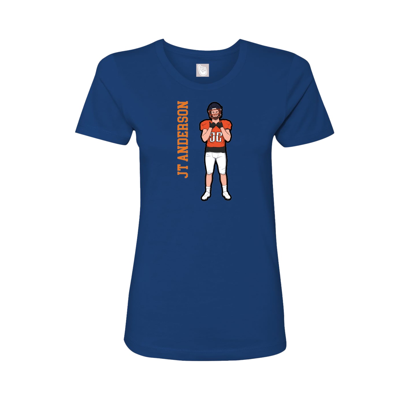 Fitted Women's Tee — Name Vertical in Royal