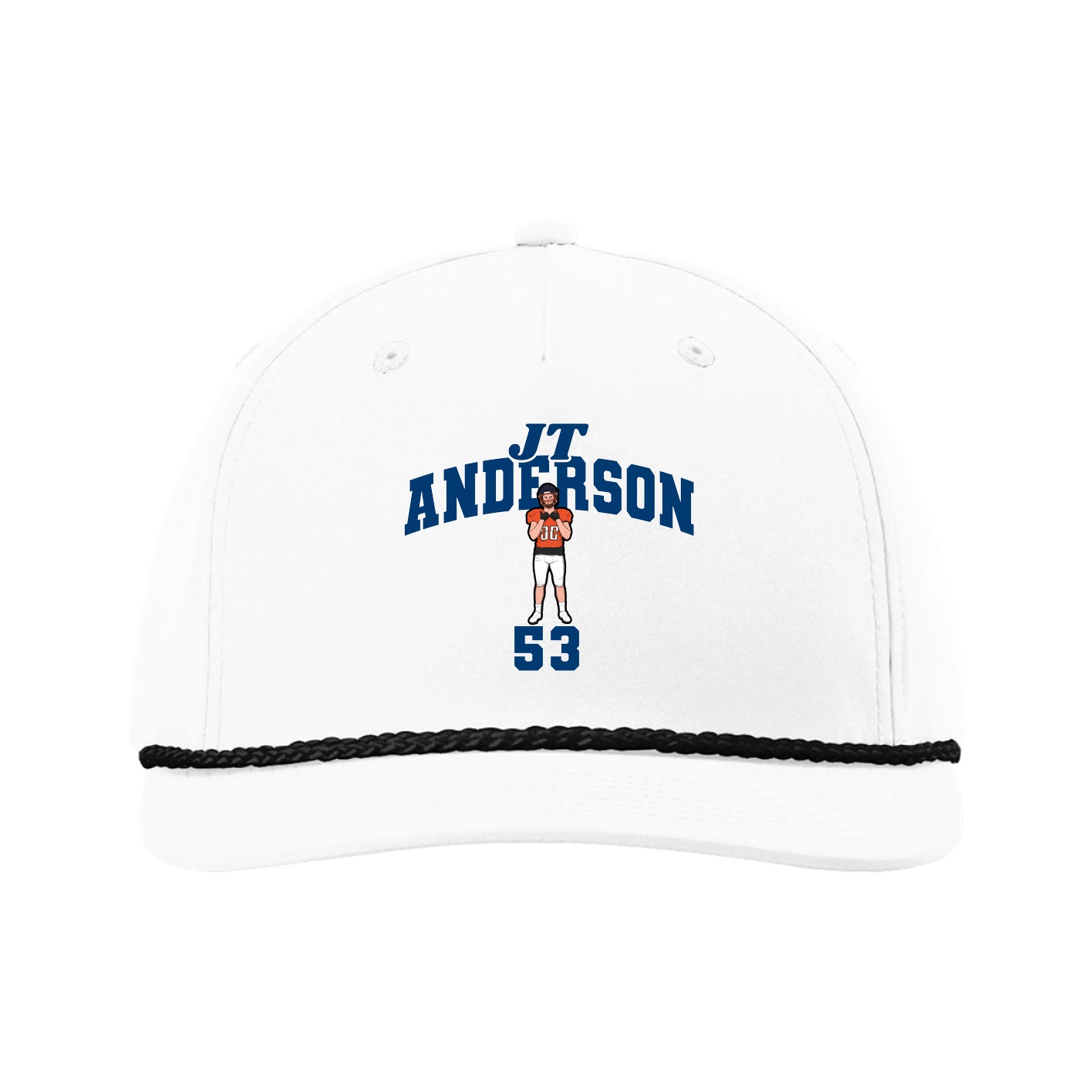 Five-Panel Classic Rope Cap — Signature Arch in White