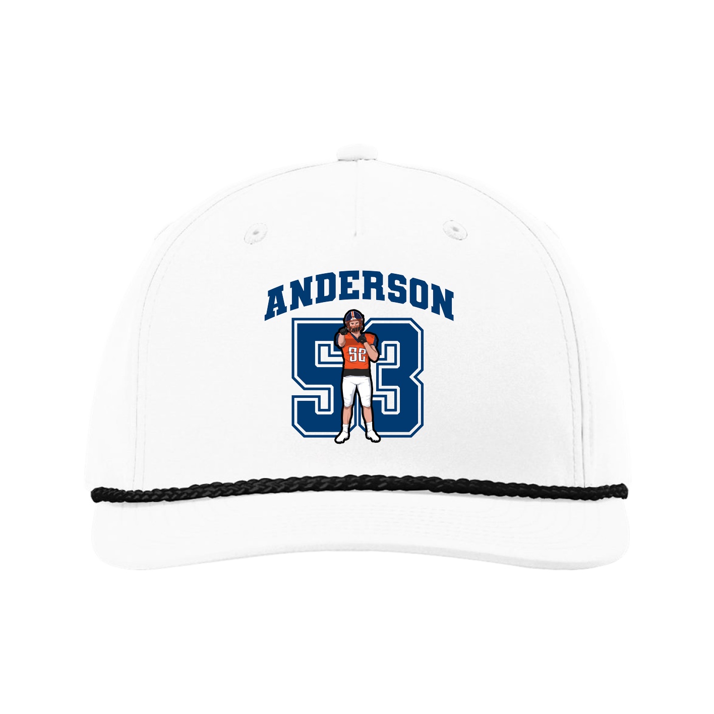 Five-Panel Classic Rope Cap — Number in White