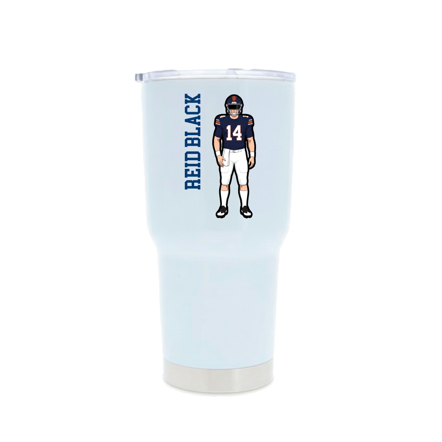 30oz Stainless Steel Tumbler — Name Vertical in White