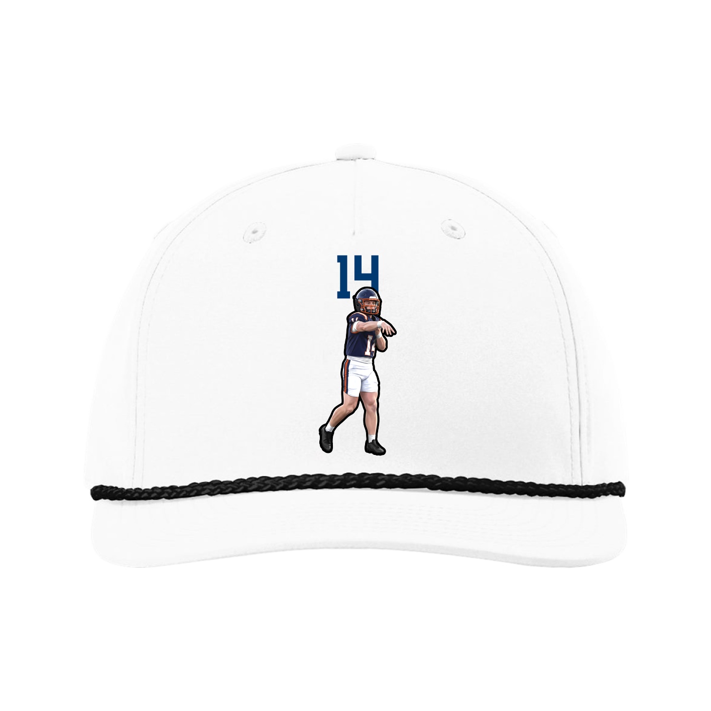 Five-Panel Classic Rope Cap — Number Top in White