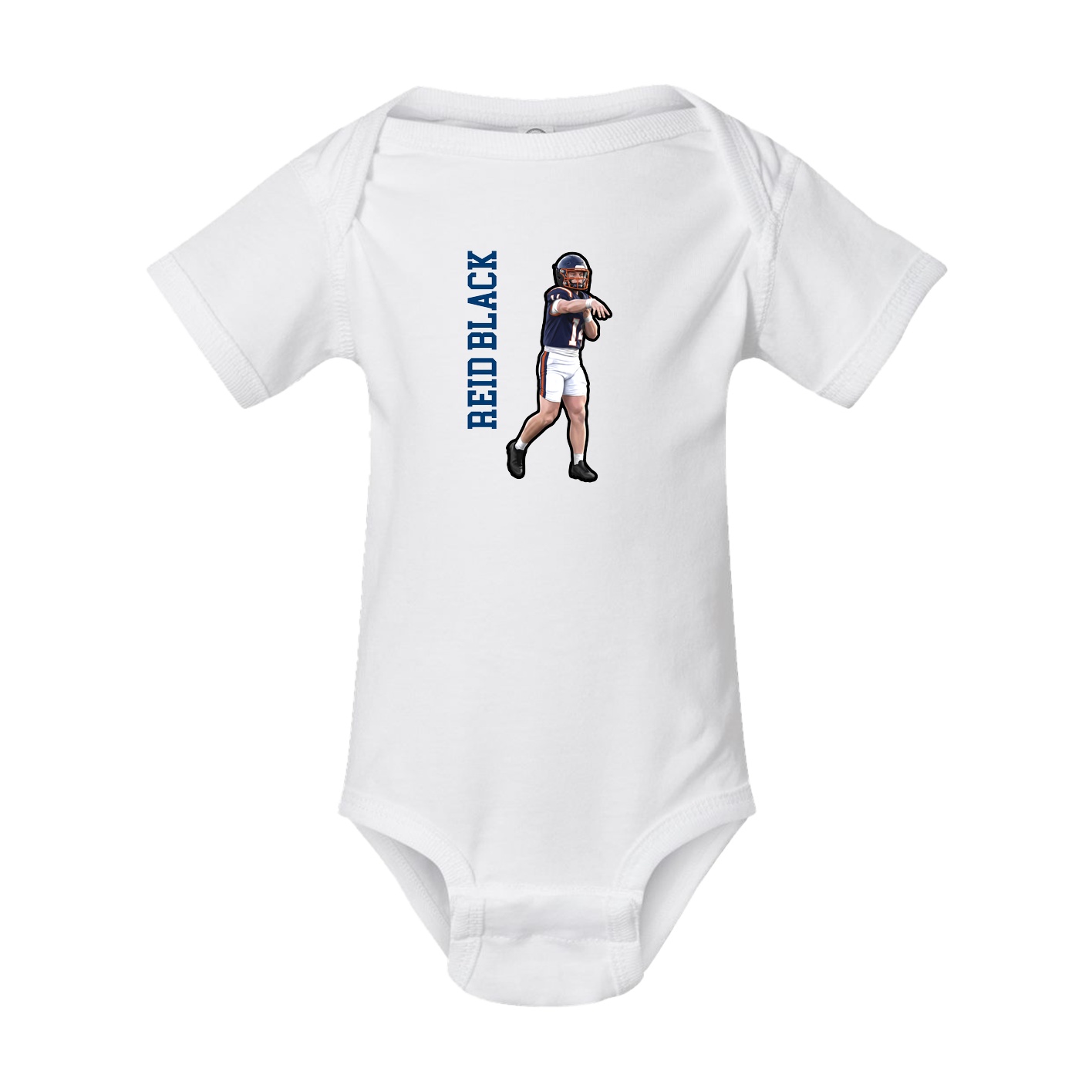 Baby Onesie — Name Vertical in White