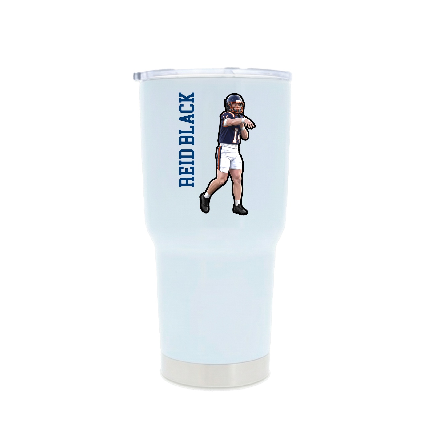 30oz Stainless Steel Tumbler — Name Vertical in White