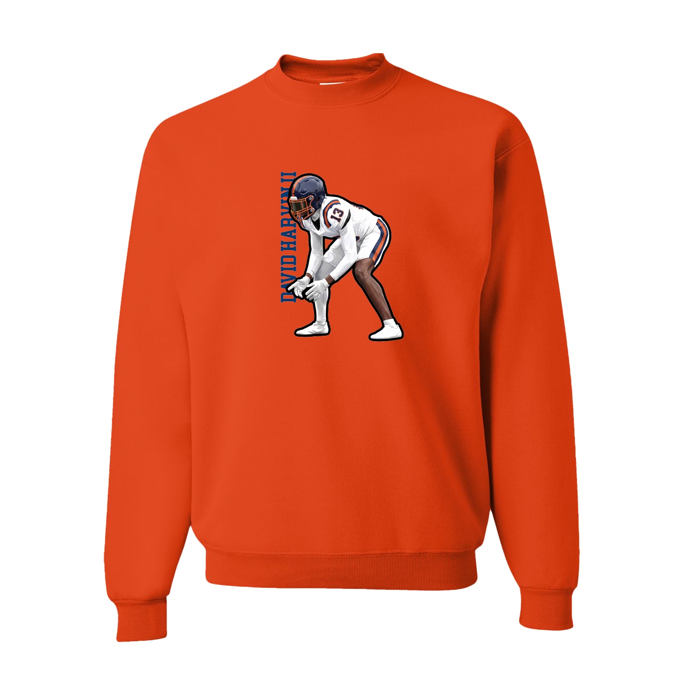 Fleece Crew — Name Vertical in Orange