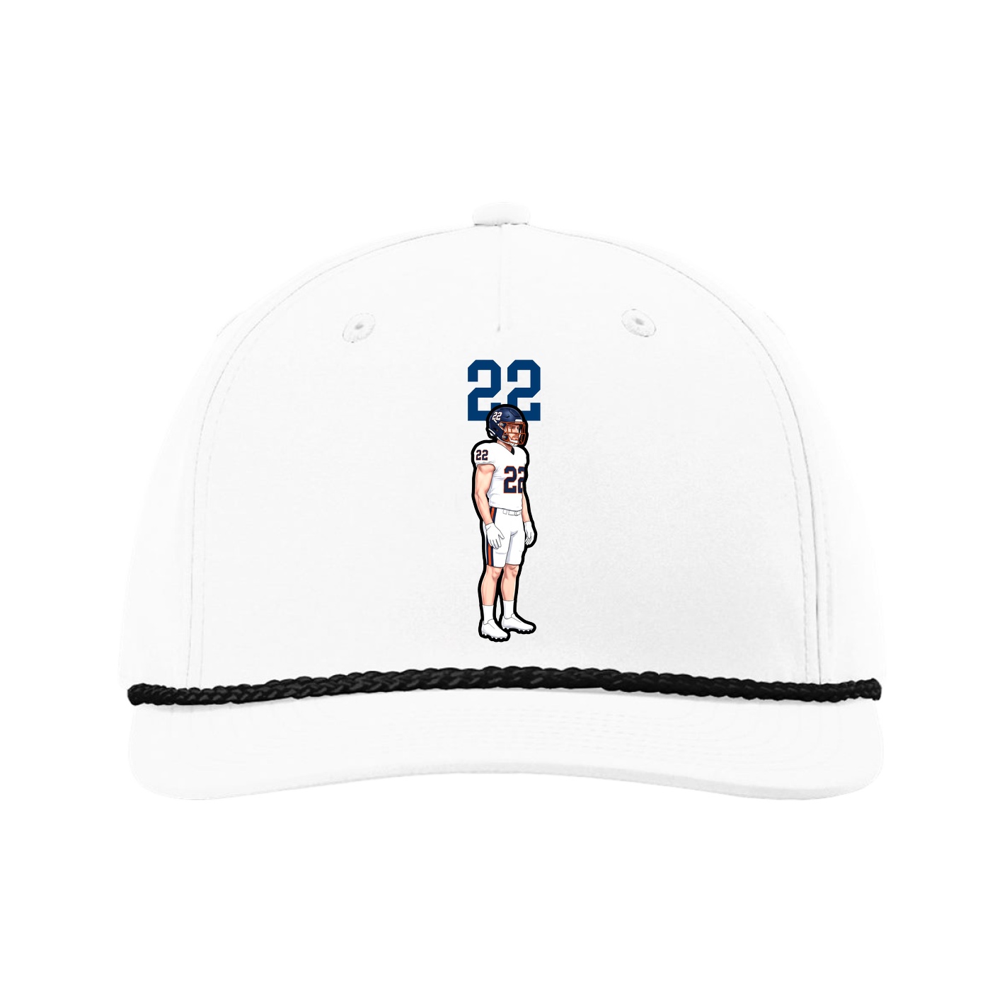 Five-Panel Classic Rope Cap — Number Top in White