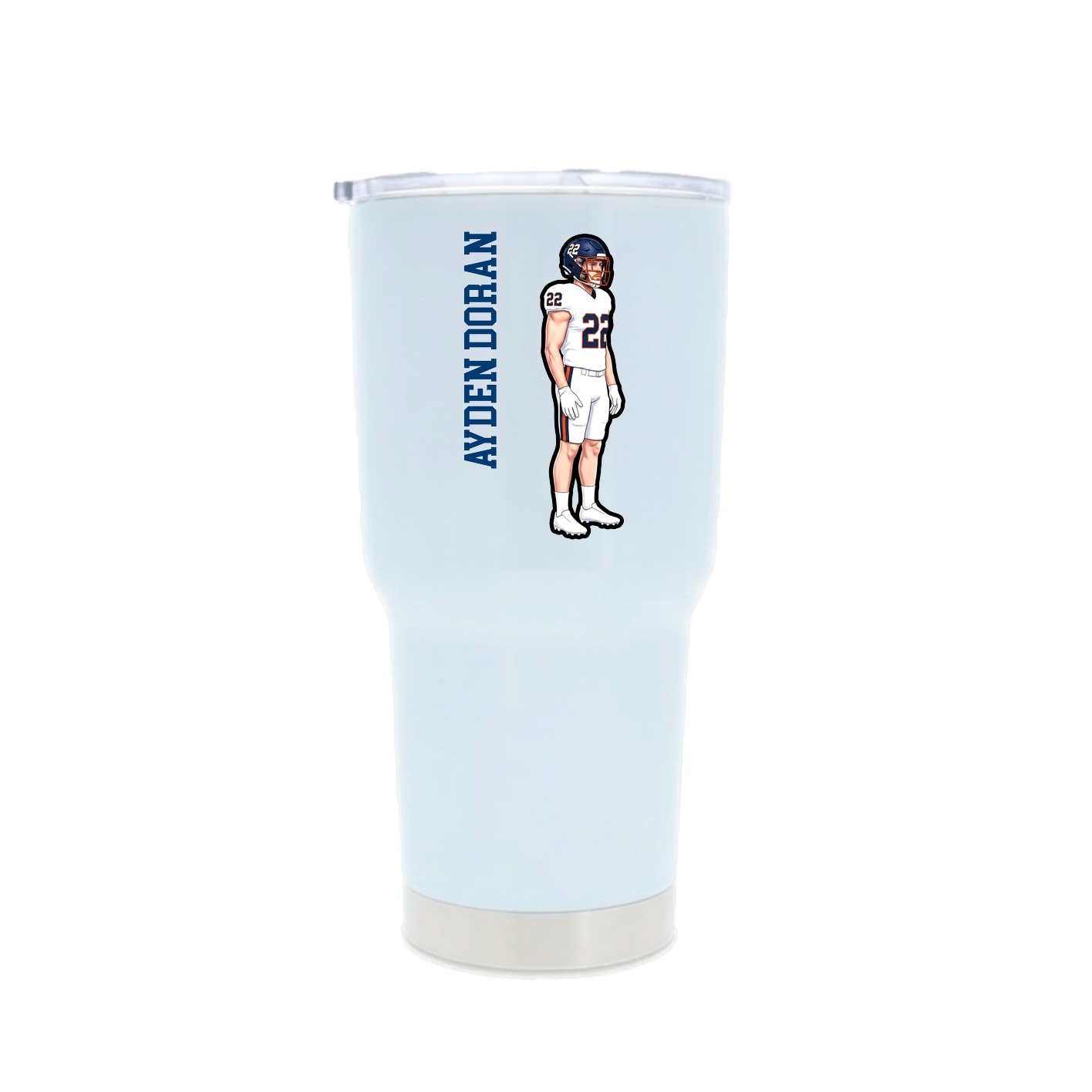 30oz Stainless Steel Tumbler — Name Vertical in White
