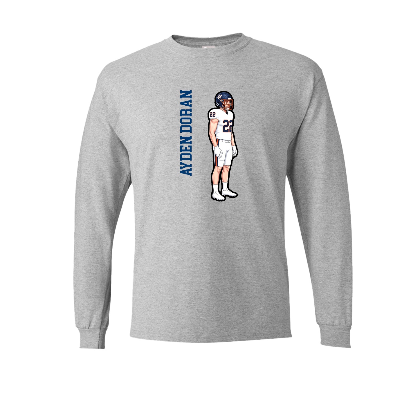 Long Sleeve Tee — Name Vertical in Grey