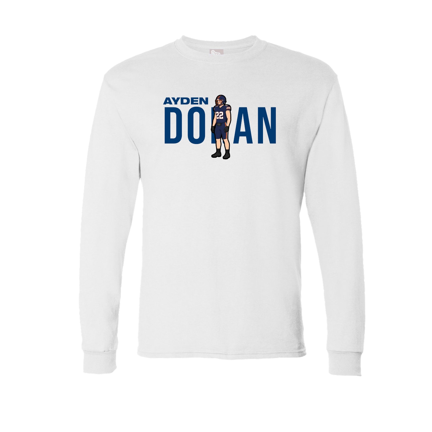 Long Sleeve Tee — Player Name in White