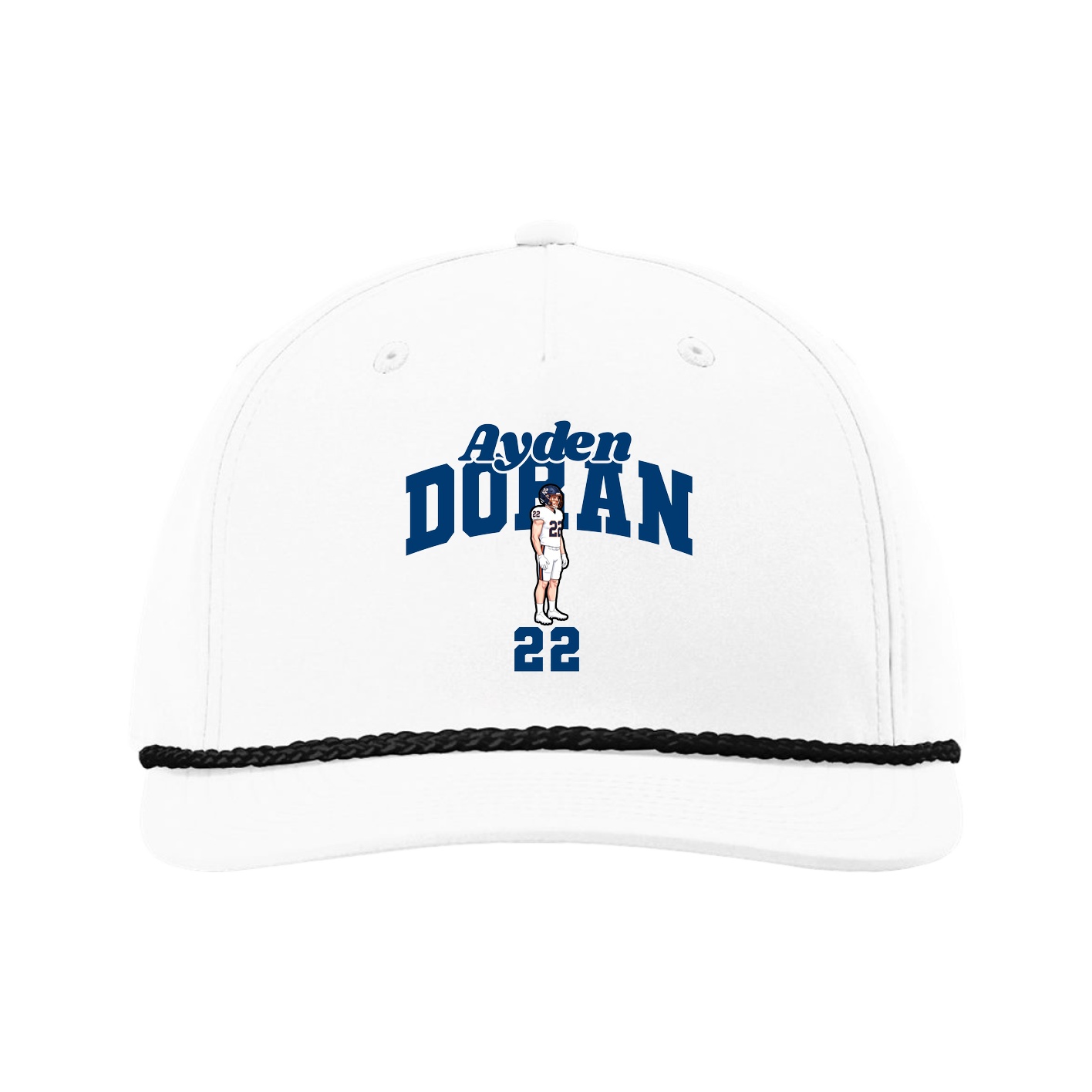 Five-Panel Classic Rope Cap — Signature Arch in White