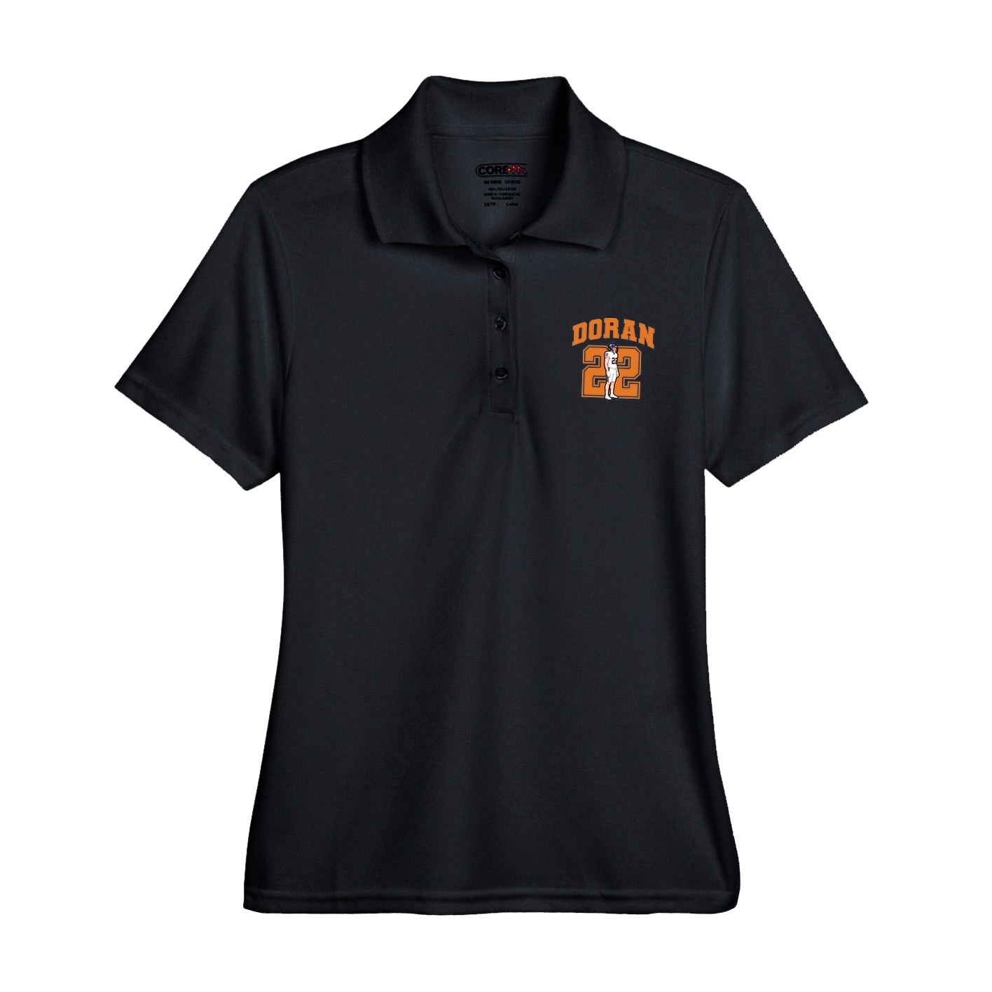 Womens Performance Polo — Number in Black