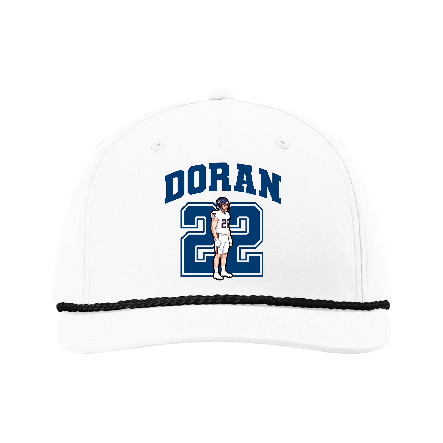 Five-Panel Classic Rope Cap — Number in White