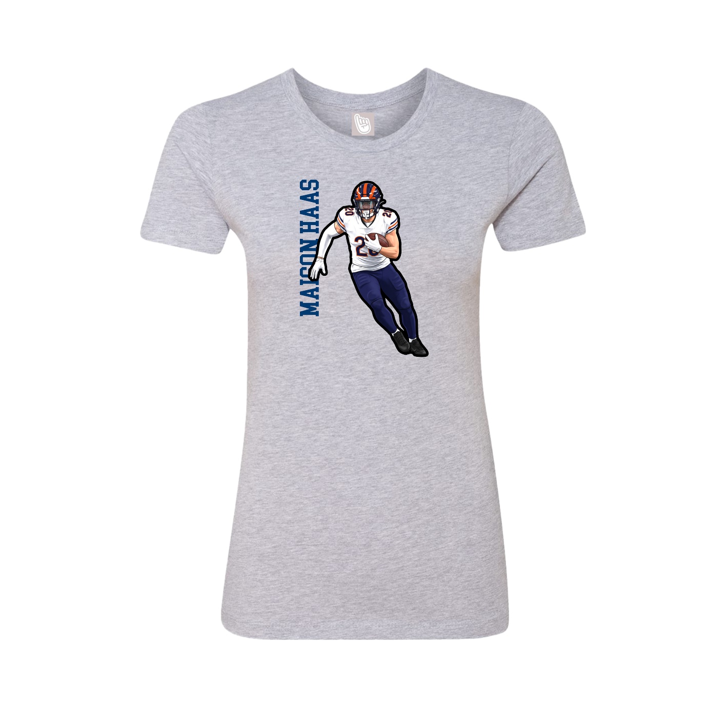Fitted Women's Tee — Name Vertical in Grey