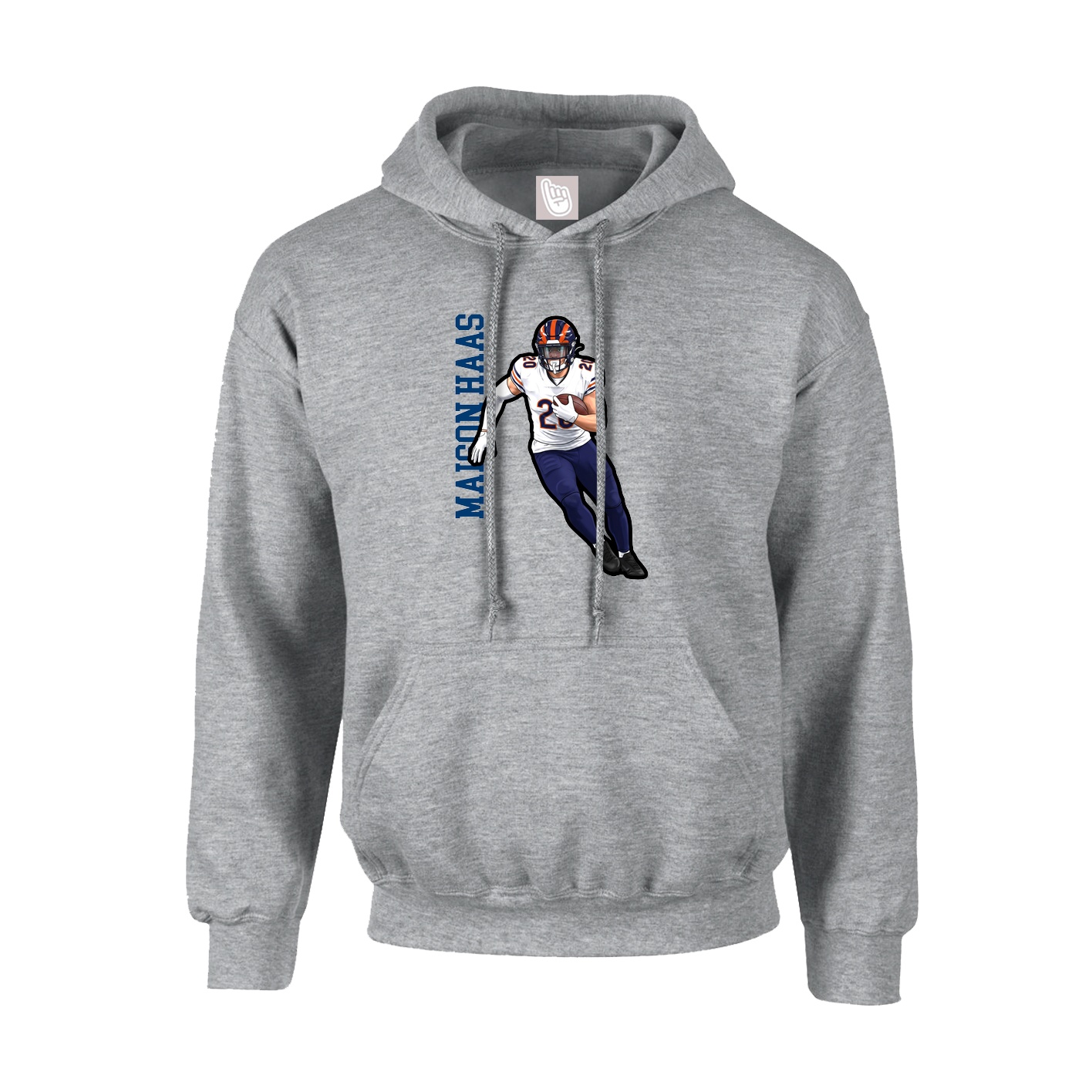 Youth Hoodie — Name Vertical in Grey