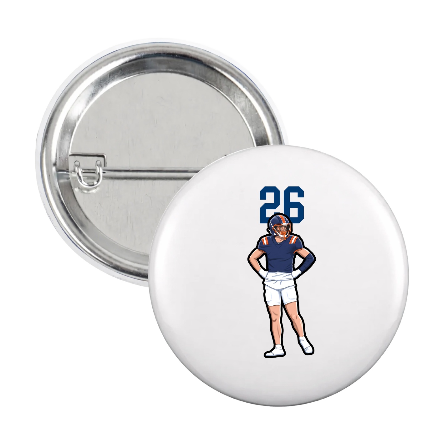 Game Day Button — Number Top in White