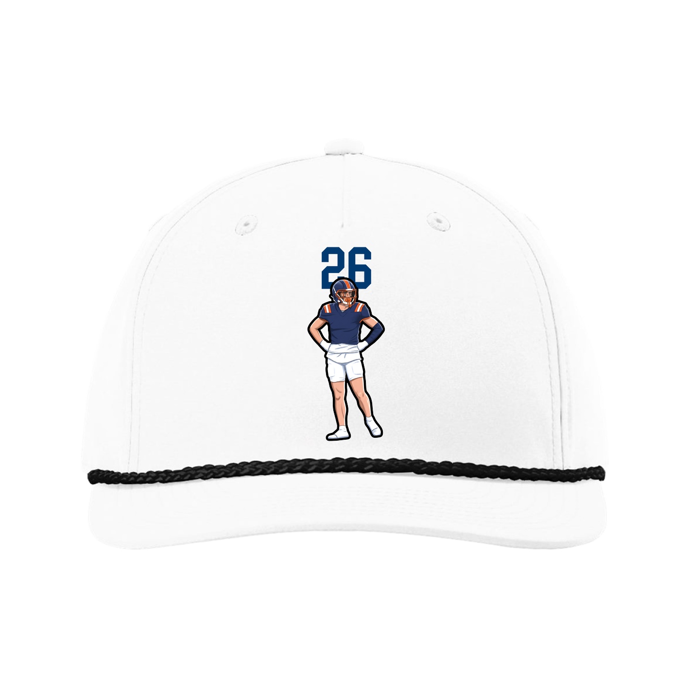 Five-Panel Classic Rope Cap — Number Top in White