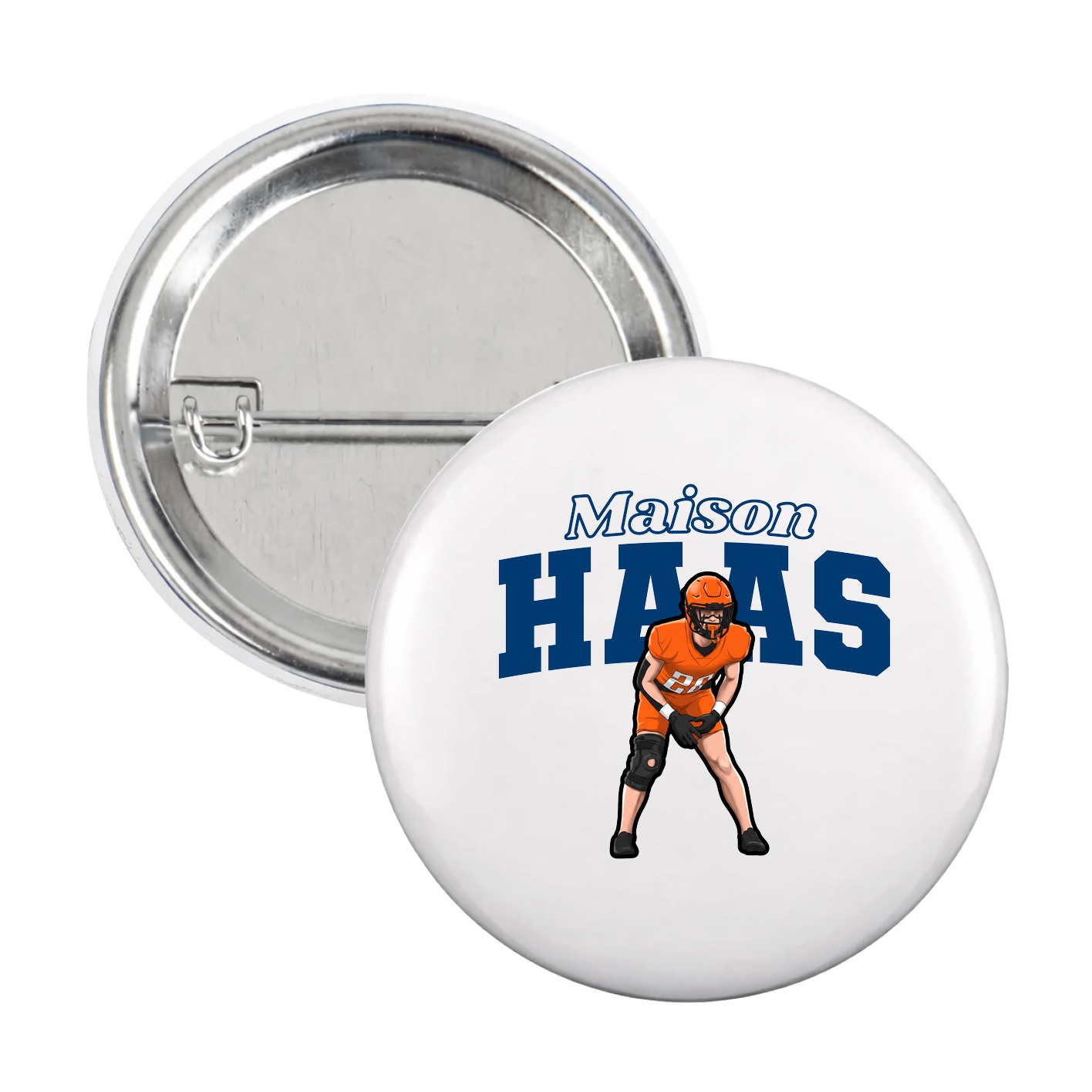 Game Day Button — Name Arch in White