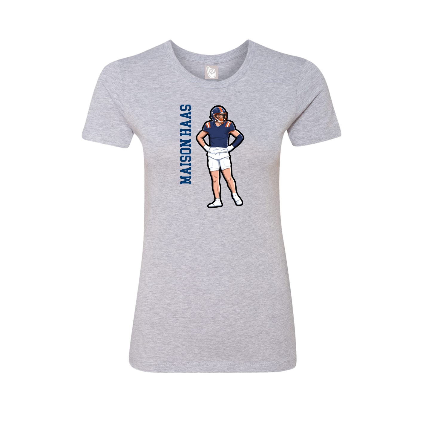 Fitted Women's Tee — Name Vertical in Grey