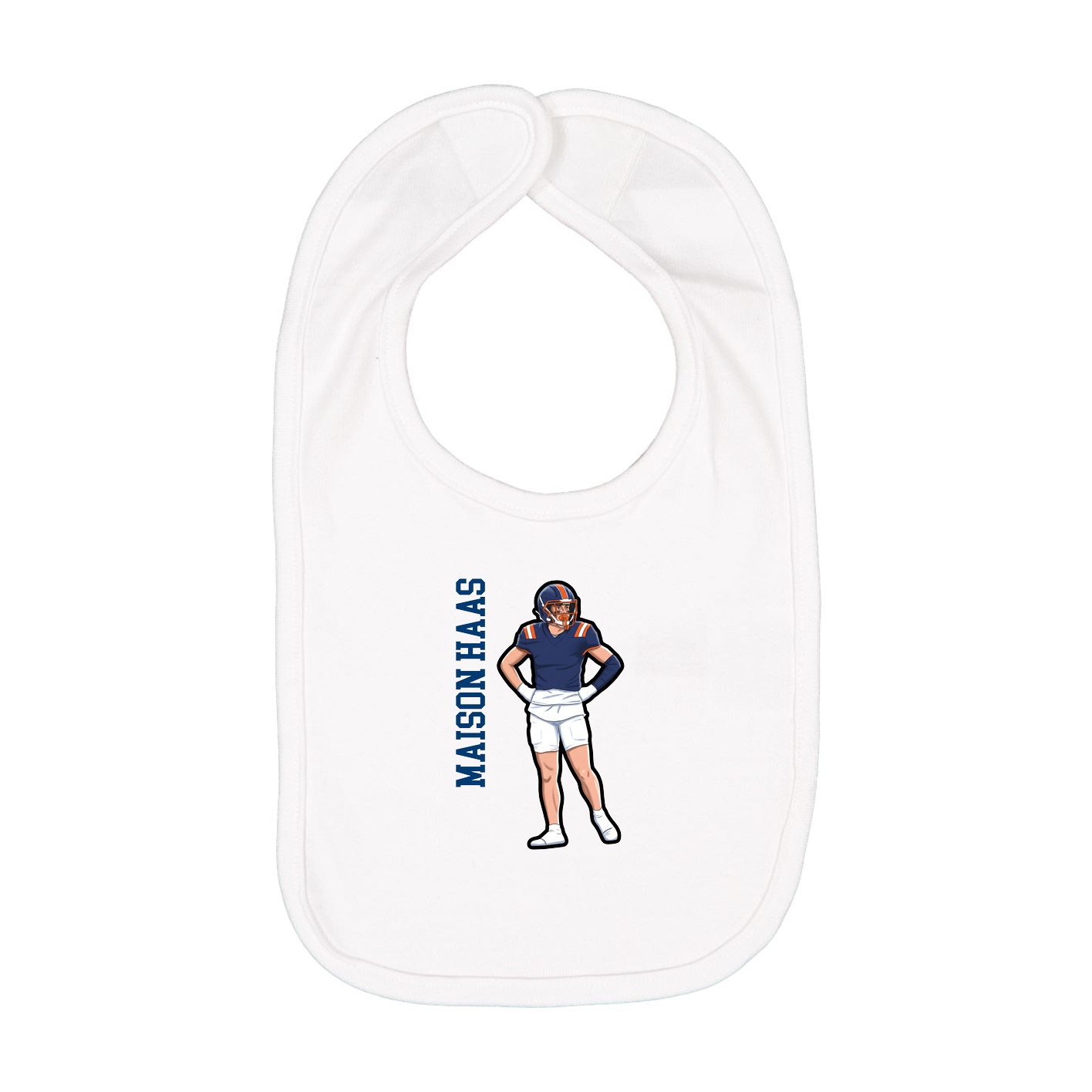 Infant Bib — Name Vertical in White