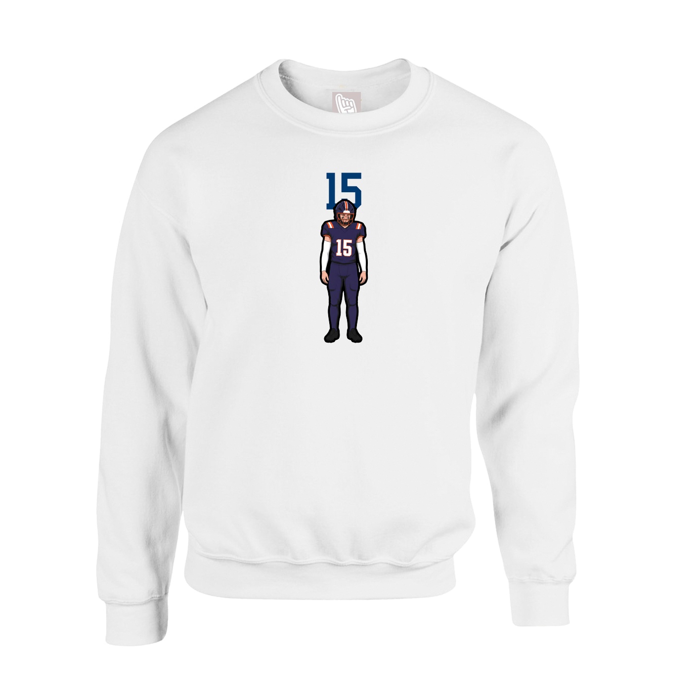 Fleece Crew — Number Top in White