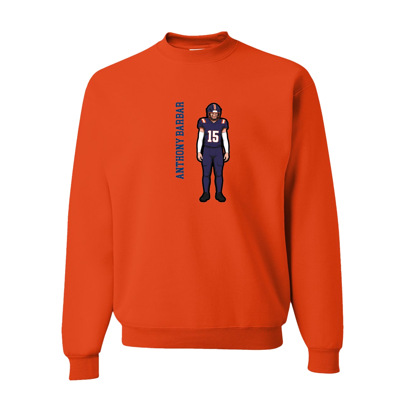 Fleece Crew — Name Vertical in Orange